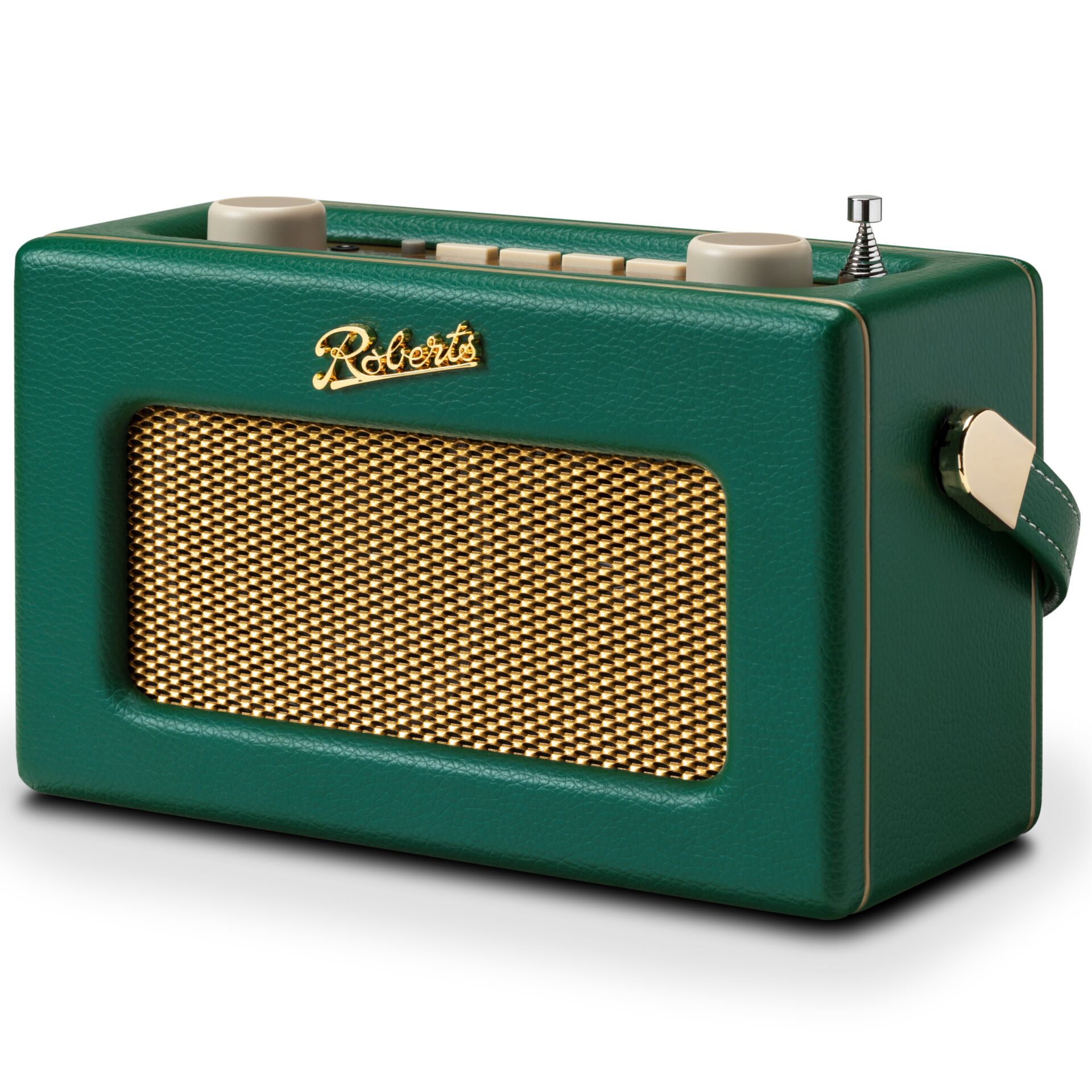 Radio, tragbar, grün, goldenes Gitter, Lautsprecher
