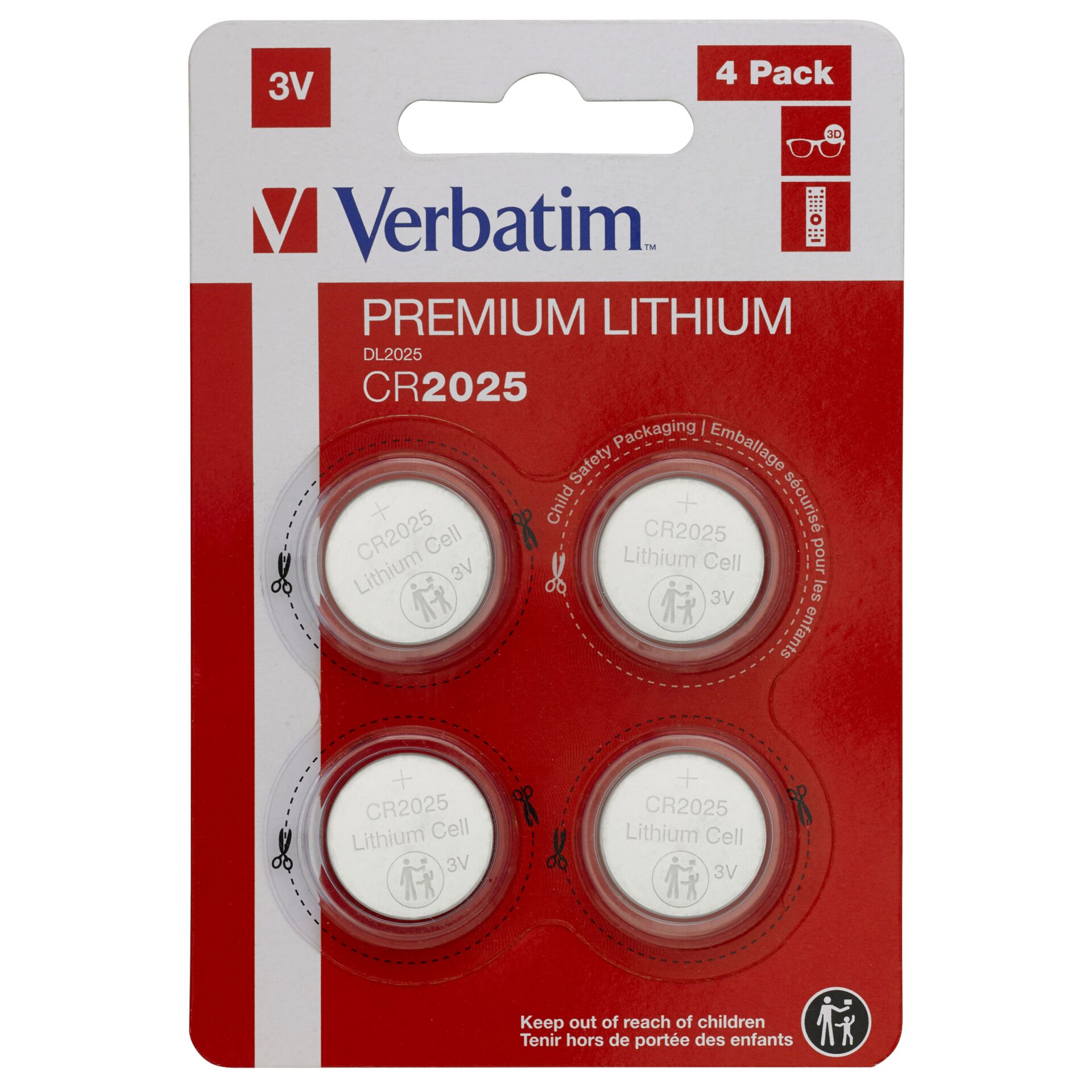 20x4 Verbatim CR 2025  Lithium Batterie           49532