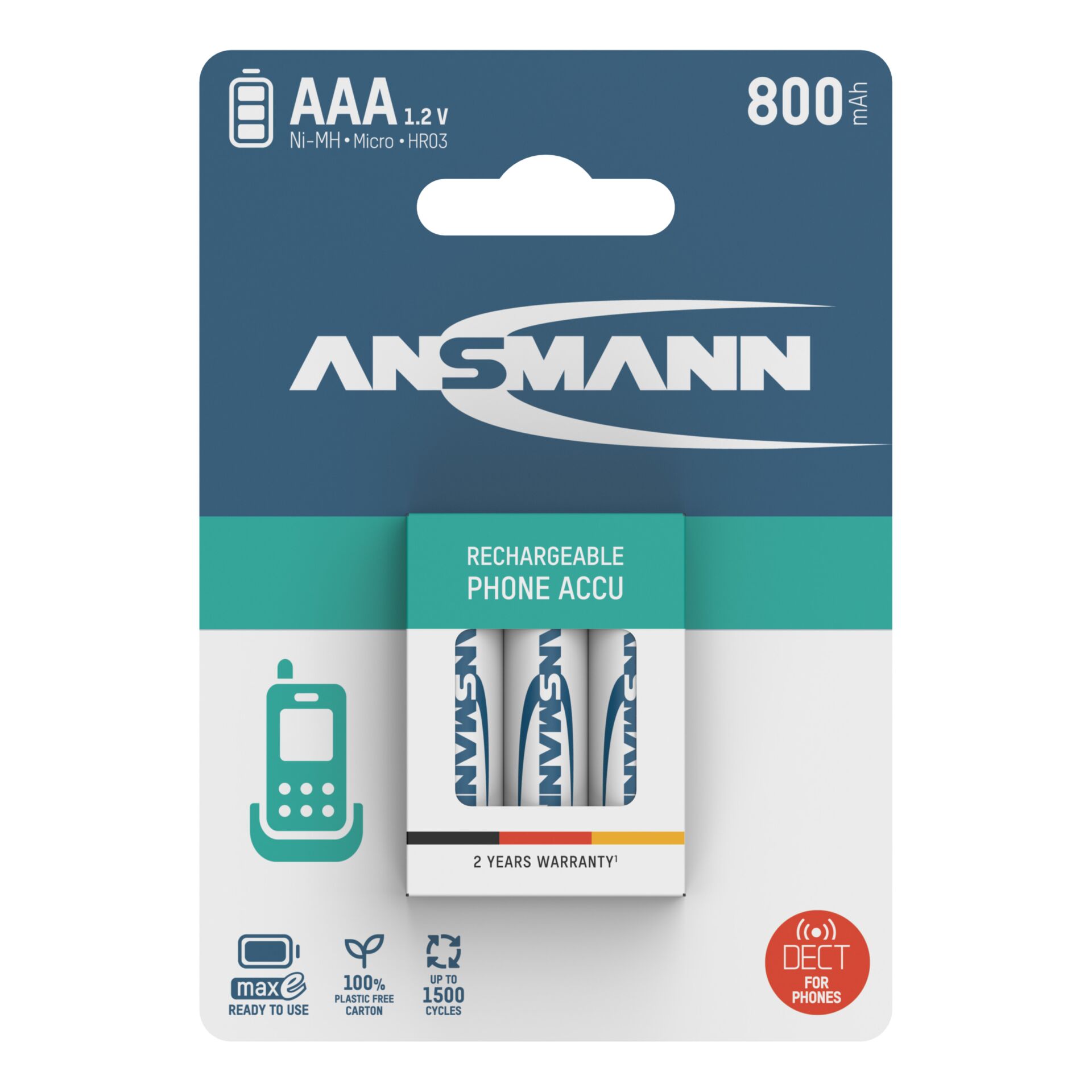 12x3 Ansmann maxE NiMH Akku  Micro AAA 800 mAh DECT PHONE