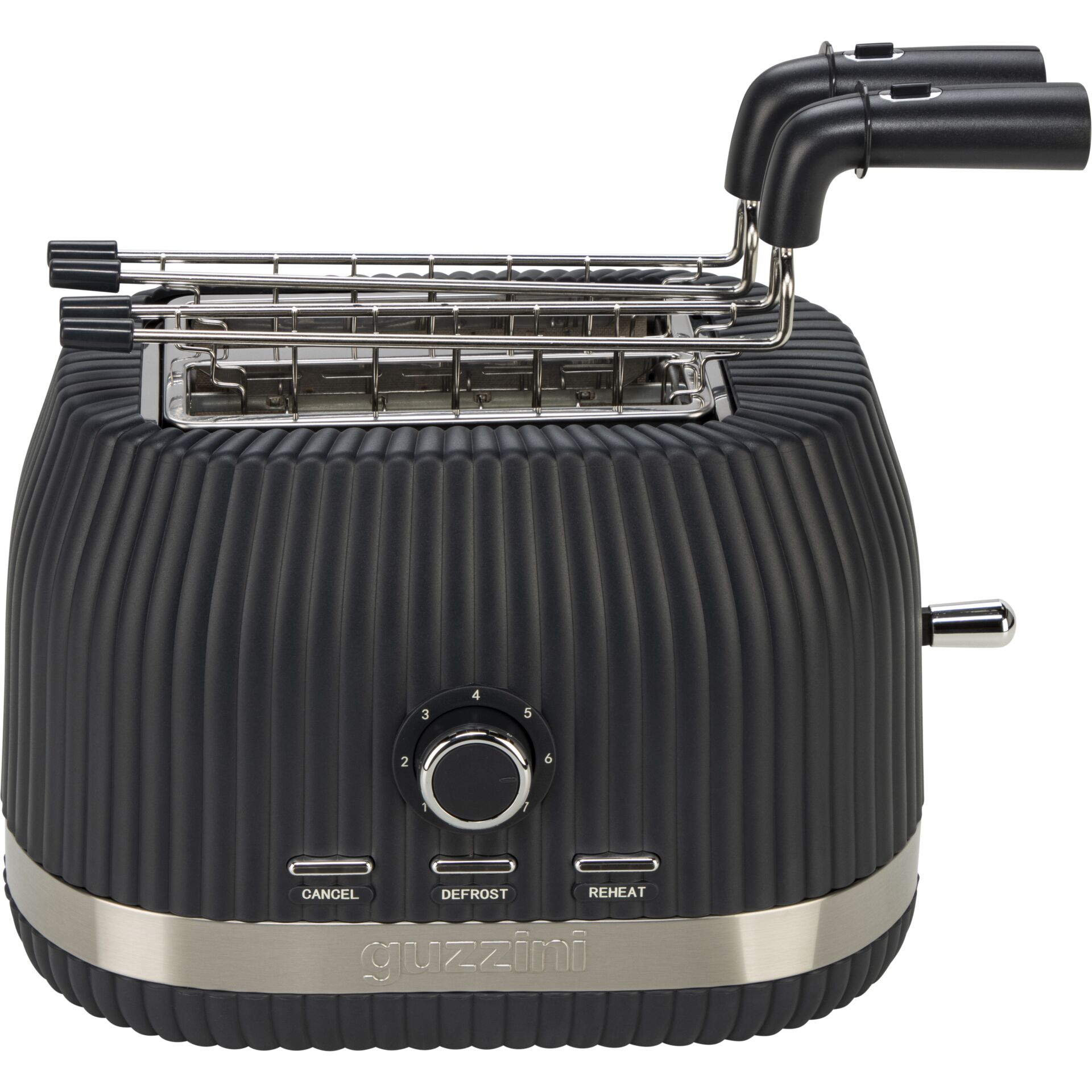 Toaster, 2-Slice, Außenrippung, Drehknopf, Abtauen Aufwärmen Abbrechen
