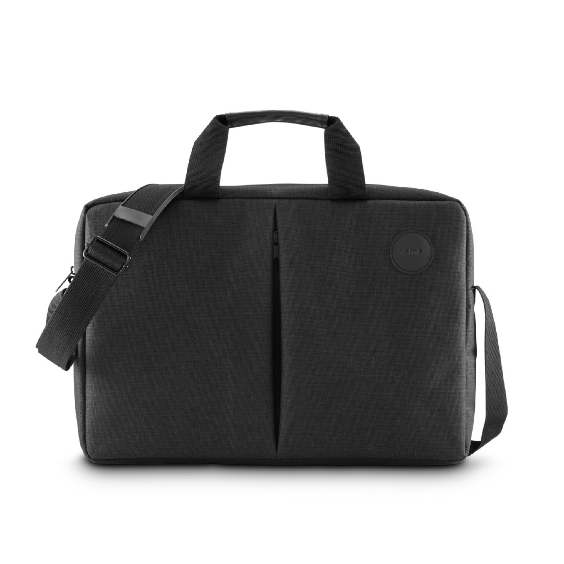 Messenger Bag, Schwarz, Schultergurt, Tragegriff, Fronttasche