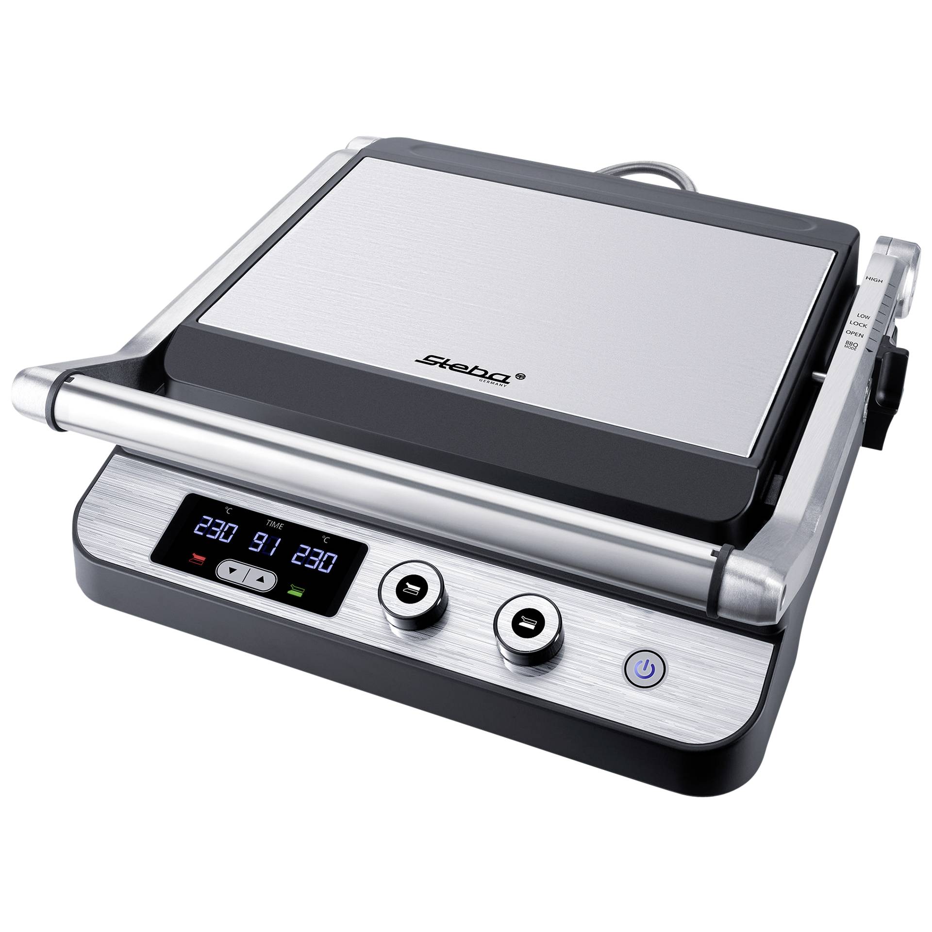Kontaktgrill, Grillplatte, Digitalanzeige, Edelstahl, Kontrollknöpfe