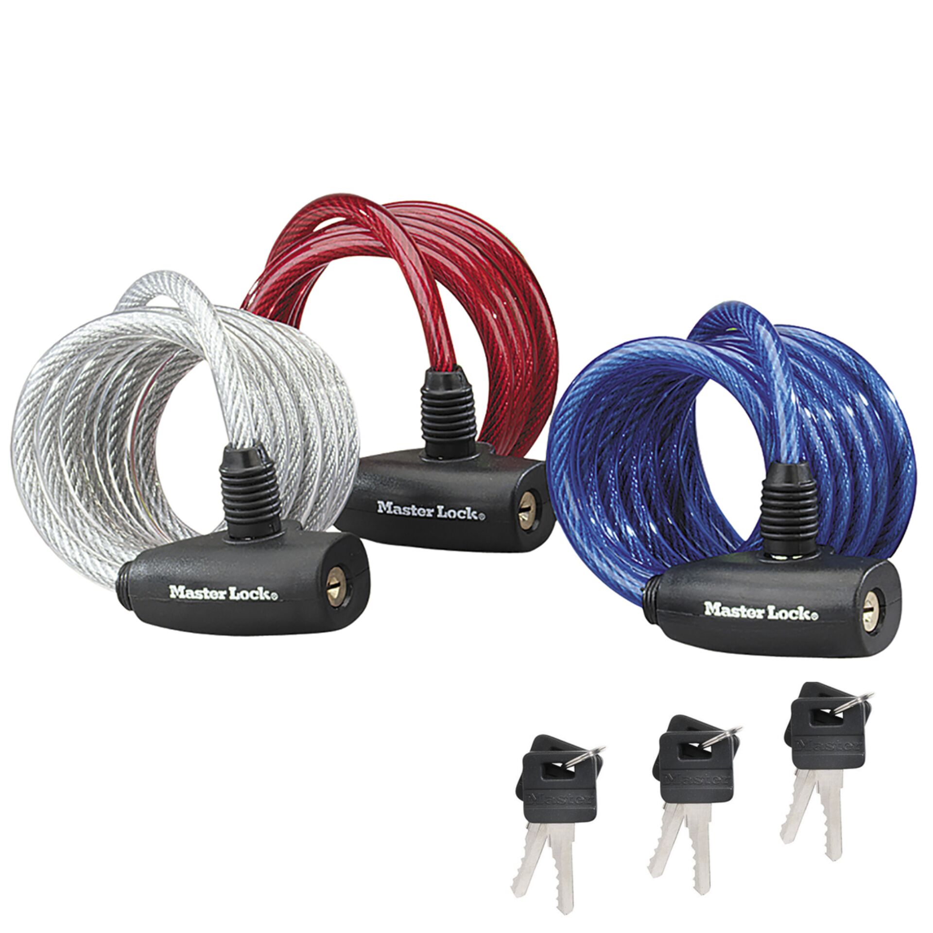 3x1 Master Lock 8mm  Spiralkabelschloss 8127EURTRI