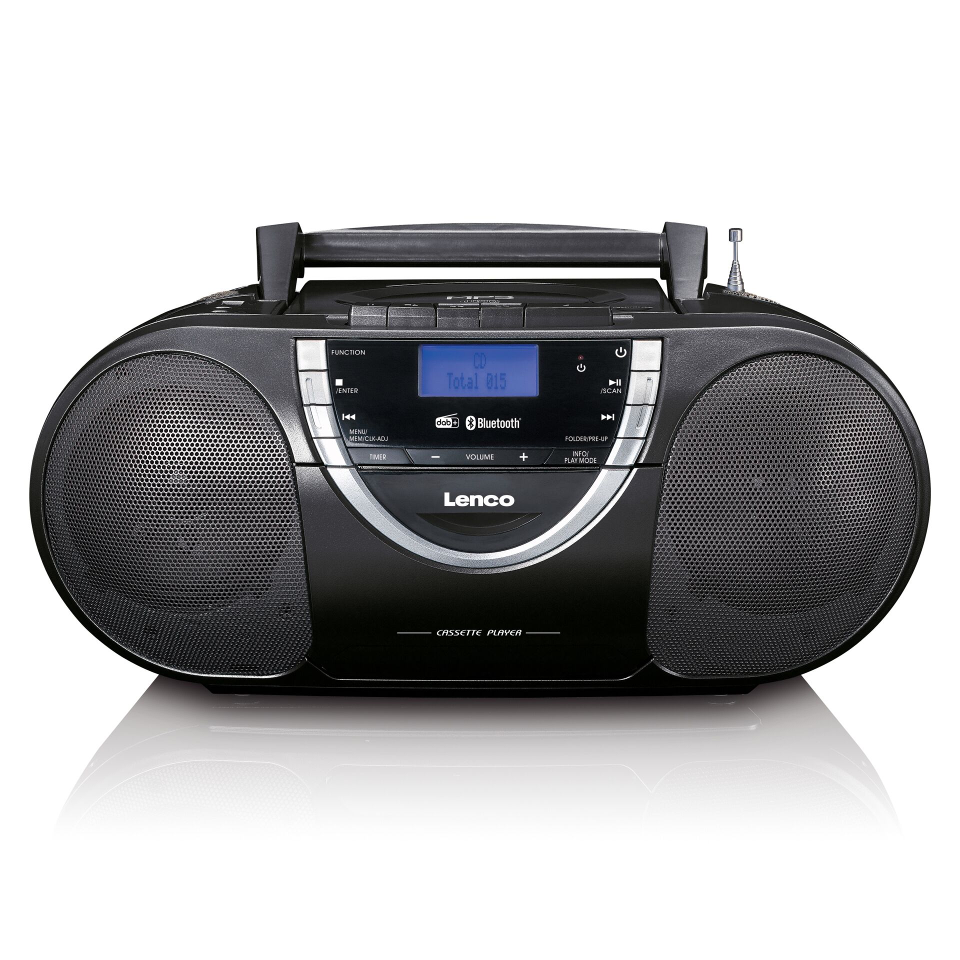 Kompakt-Radio, Boombox, Kassettenspieler, Bluetooth, Schwarz