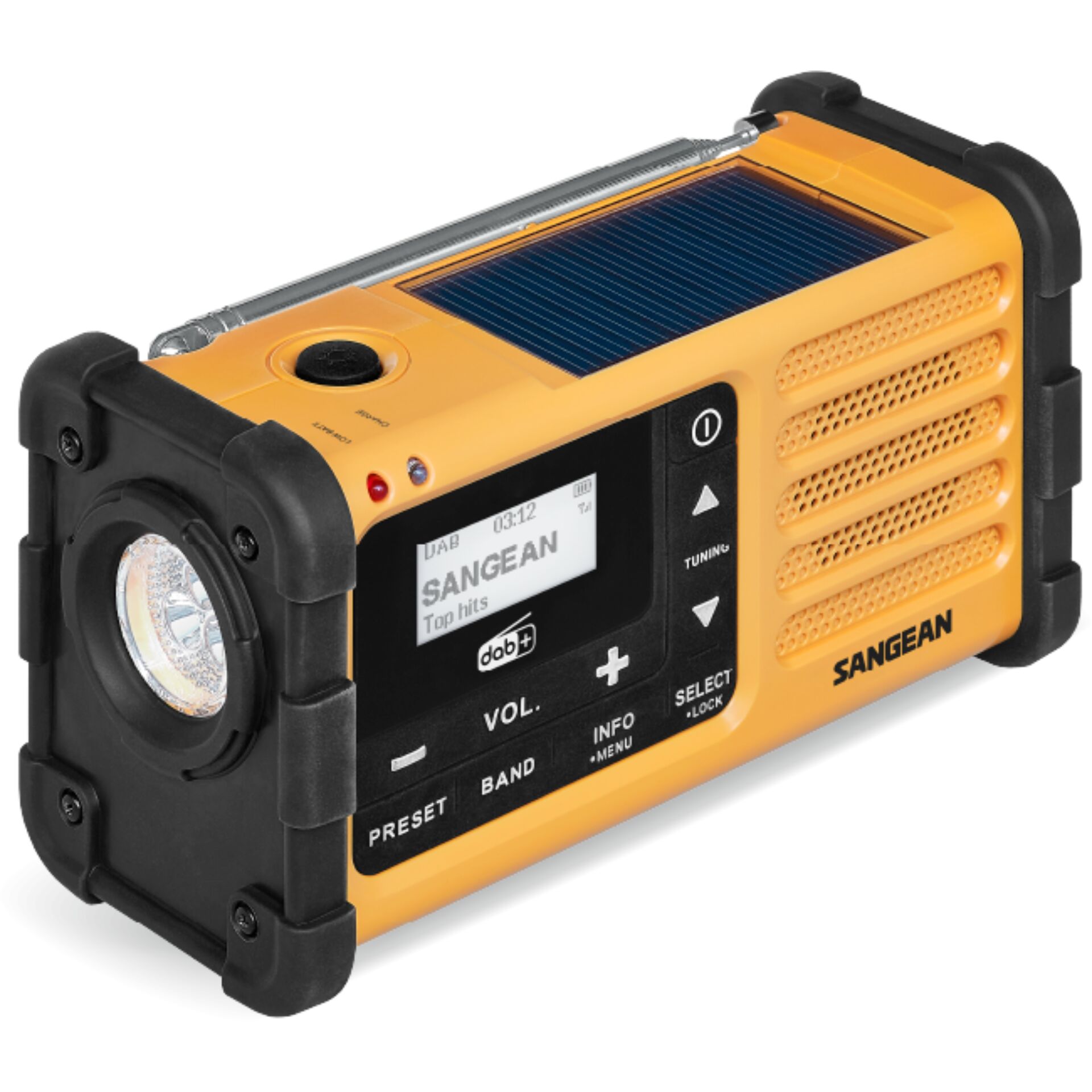 Taschenradio, Solarpanel, LED-Licht, GehäuseGelb, Kleine Tragbar