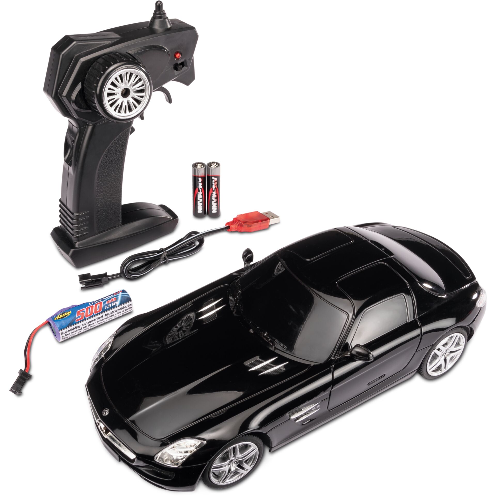 RC-Auto, Fernsteuerung, Batterie, Ladegerät, AA-Batterien