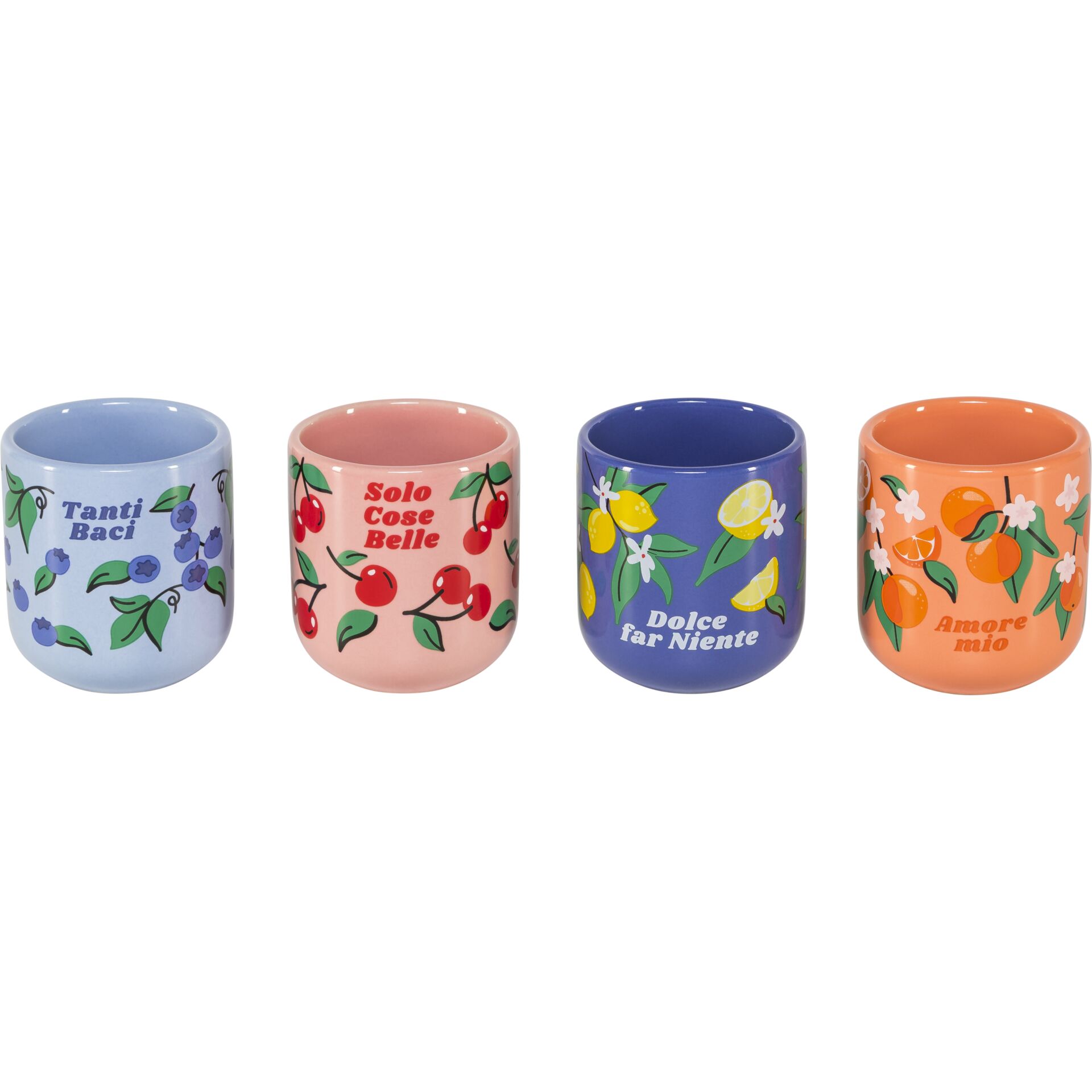 kerzenhalter, becher, früchteprint, farbpalette, kleinformatig