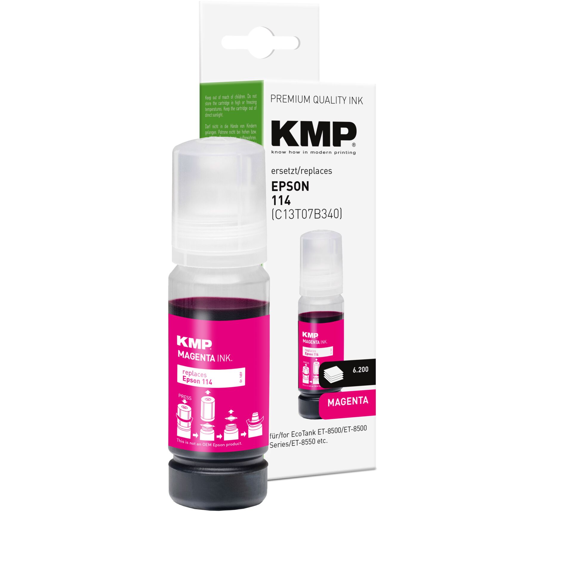 KMP Tintenpatrone, Magenta Tintenpatrone, Epson Ersatzpatrone, Tintenflasche, Kassette/Ink Bottle