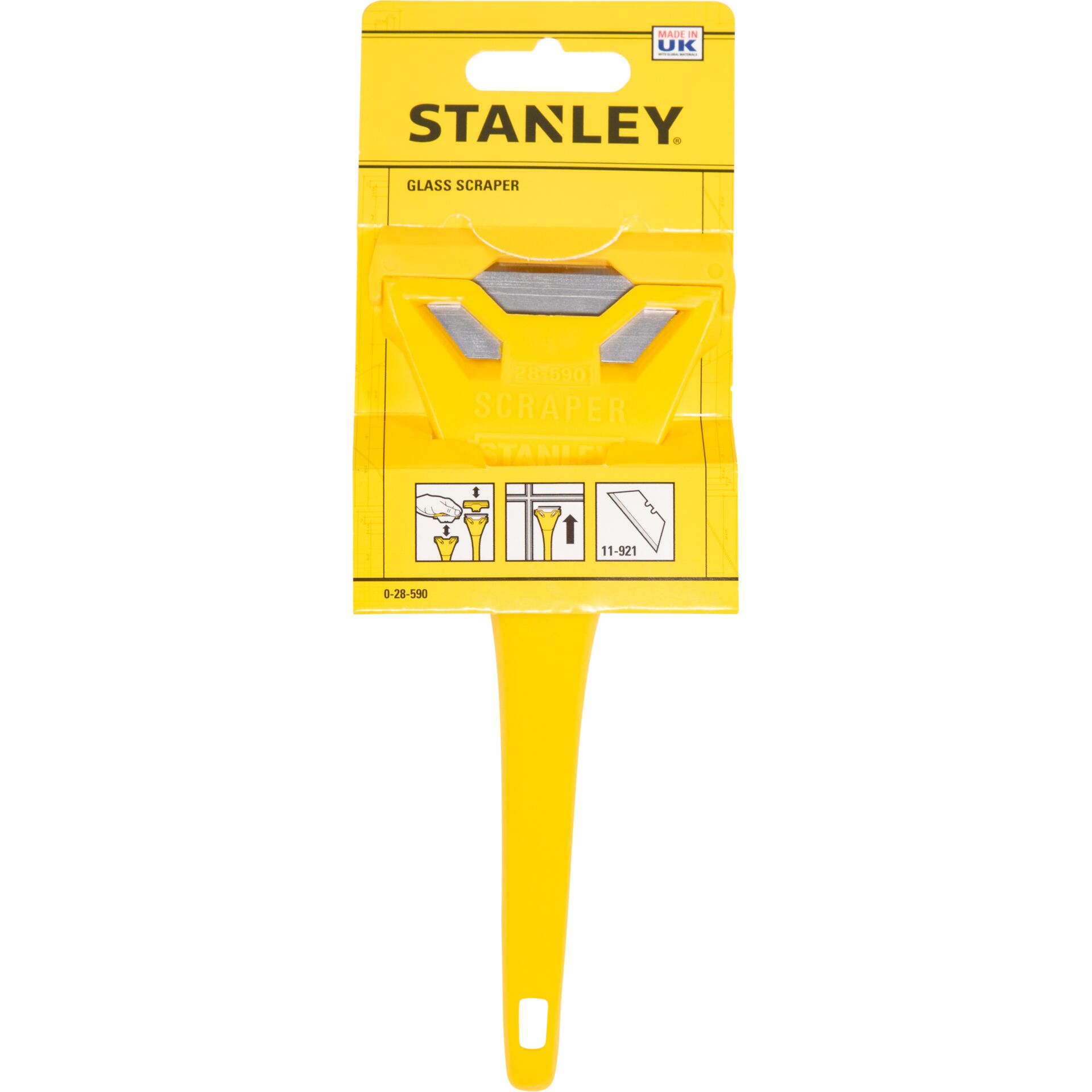 Kunststoffrasierklinge, Klebewrager, Scherkopf, Schaber, Orange, Glasabzieher, Glass scraper, Stanley, Gelb, Werkzeug