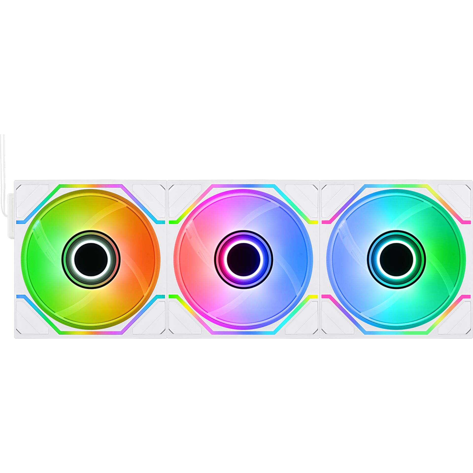 RGB-Fans, RGB-Beleuchtung, PC-Lüfter, Dreifach-Lüfter, weiße Gehäuseabdeckung