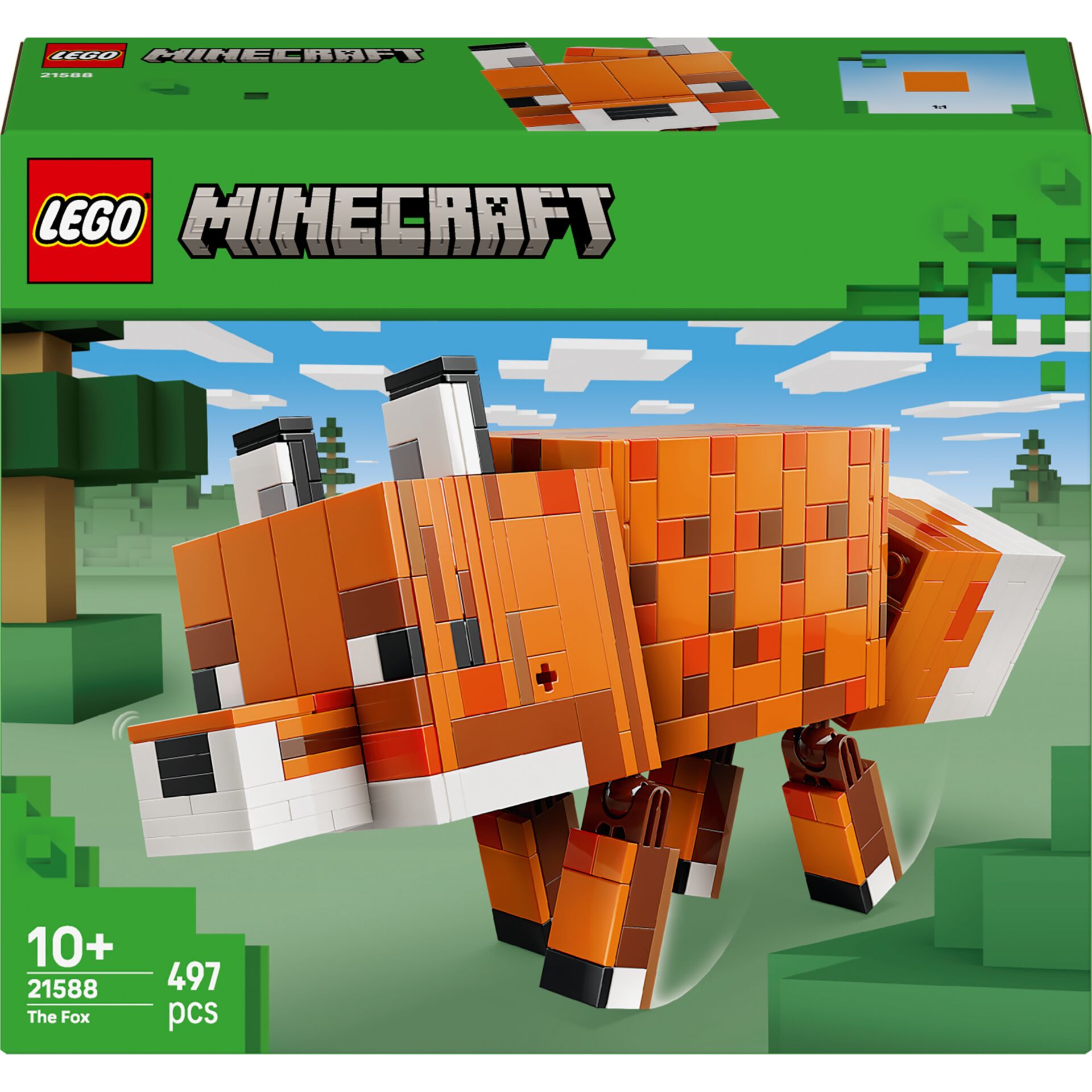 Minecraft, Legoblöcke, Tier-Modell, Orange Fox, 360-Grad-Bauklotz