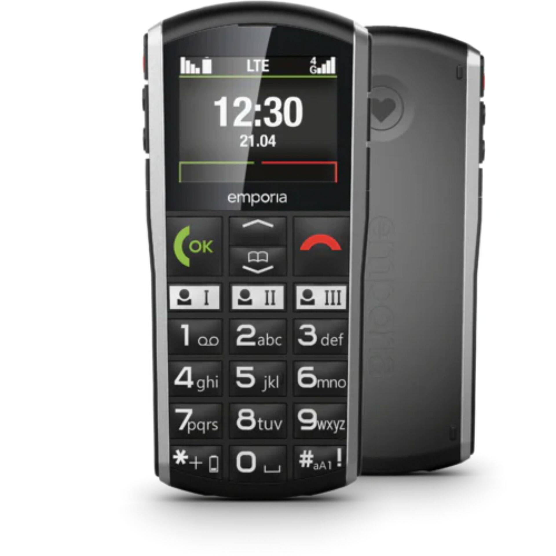 feature-telefon, tastaturtelefon, numerische-tastatur, schwarz-silber, kompakte-gliederung