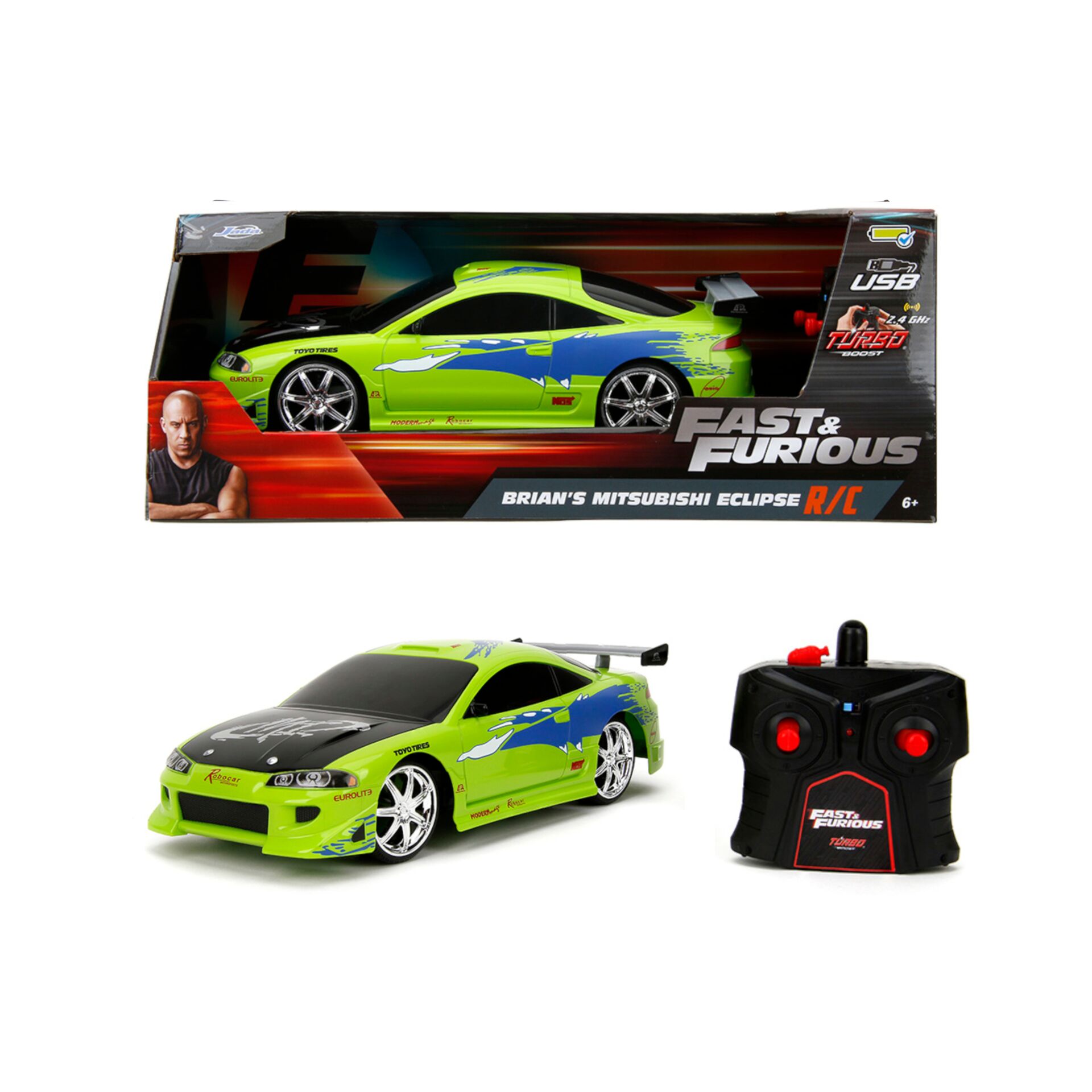 RC-Auto, Fast & Furious, grünes Auto, Mitsubishi Eclipse, Fernsteuerung