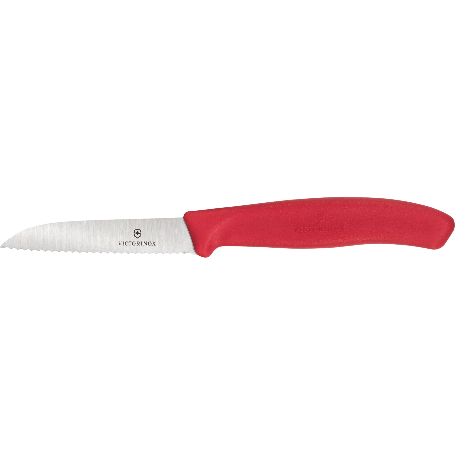Santoku Messer, Küchenmesser, Rotgriff, geriffelte Kante, Stahlklinge