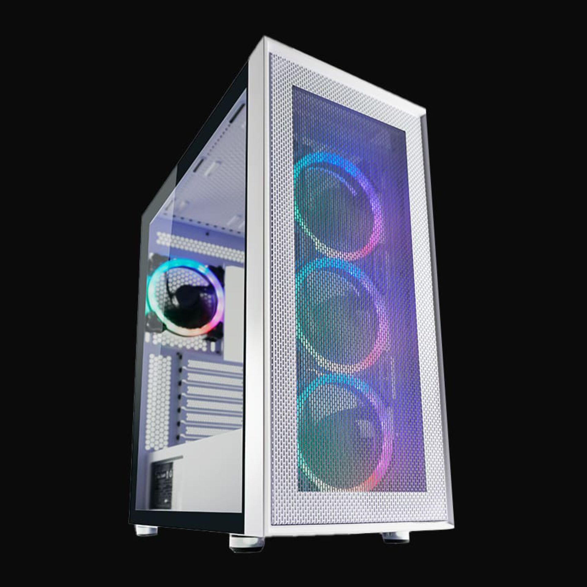 PC-Gaming-Gehäuse, RGB-Lüfter, Mesh-Front, Mid-Tower, Glass-Seitenwand