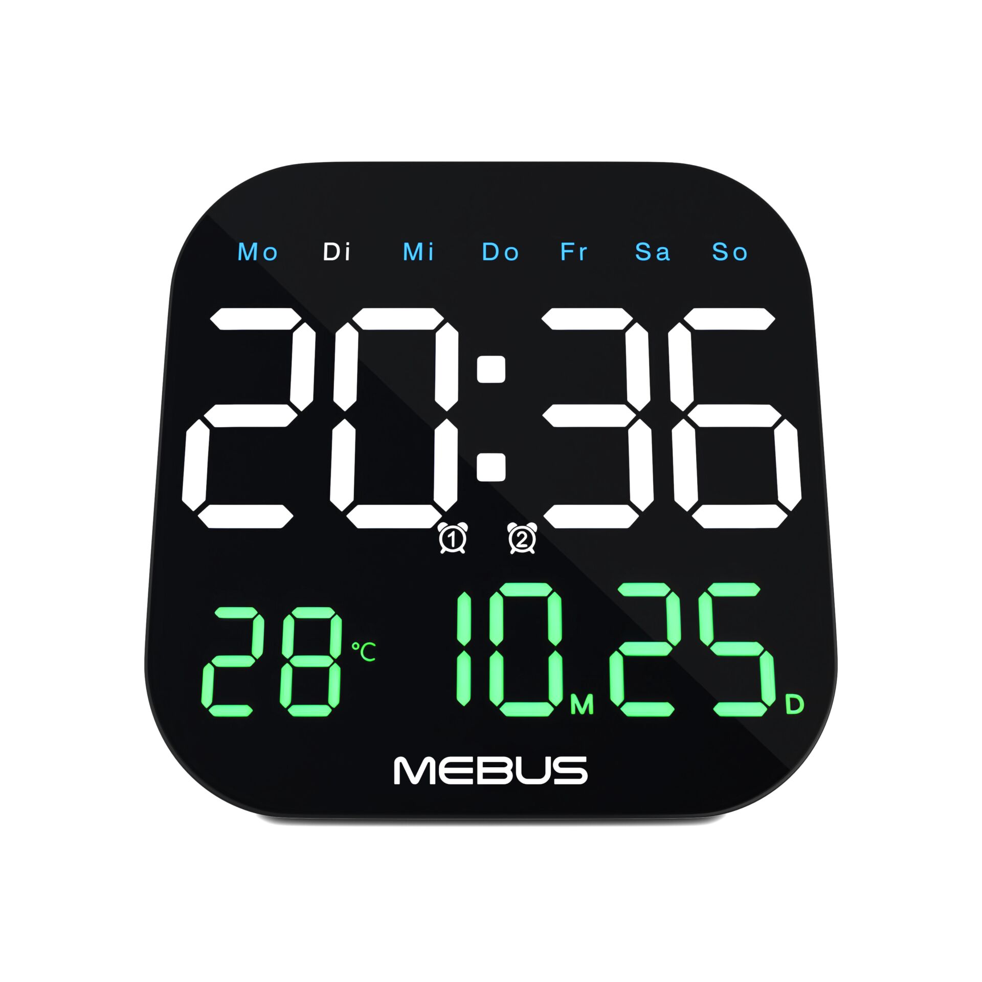 digitaler timer, Weckuhr, LED-Anzeige, Kalenderuhr, MEBUS-Marke