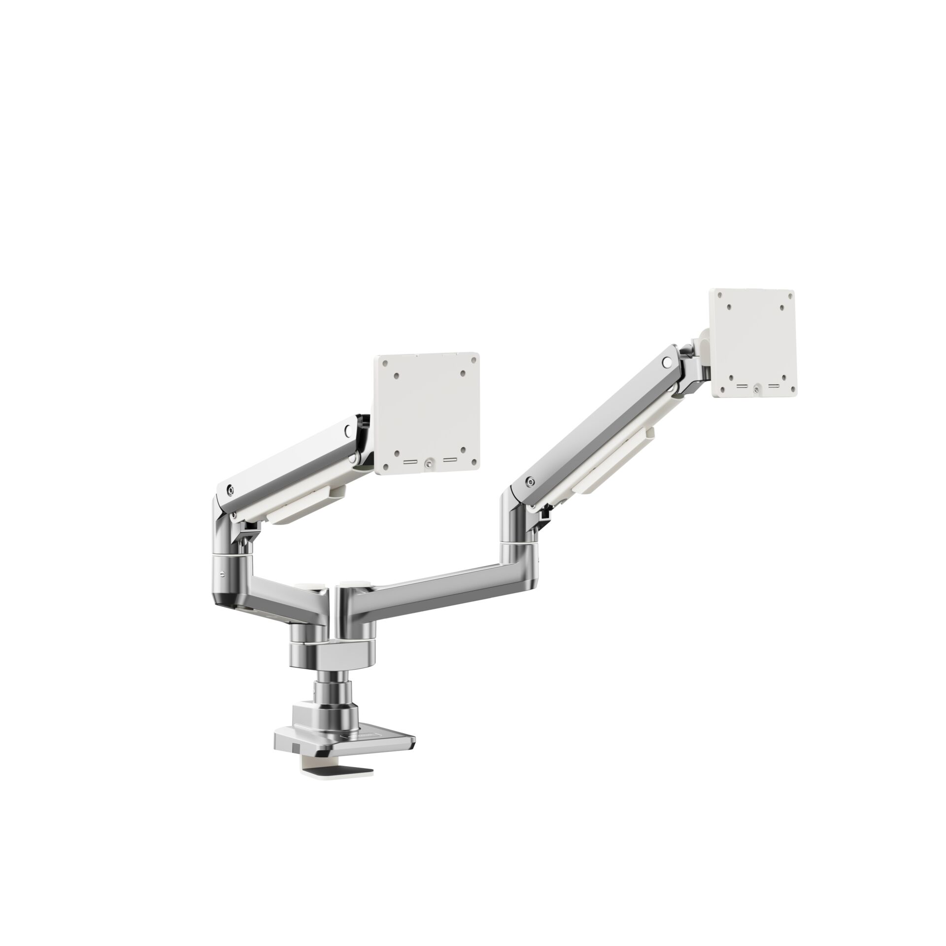 monitor arm, dual arms, adjustable, metall, Chrom
