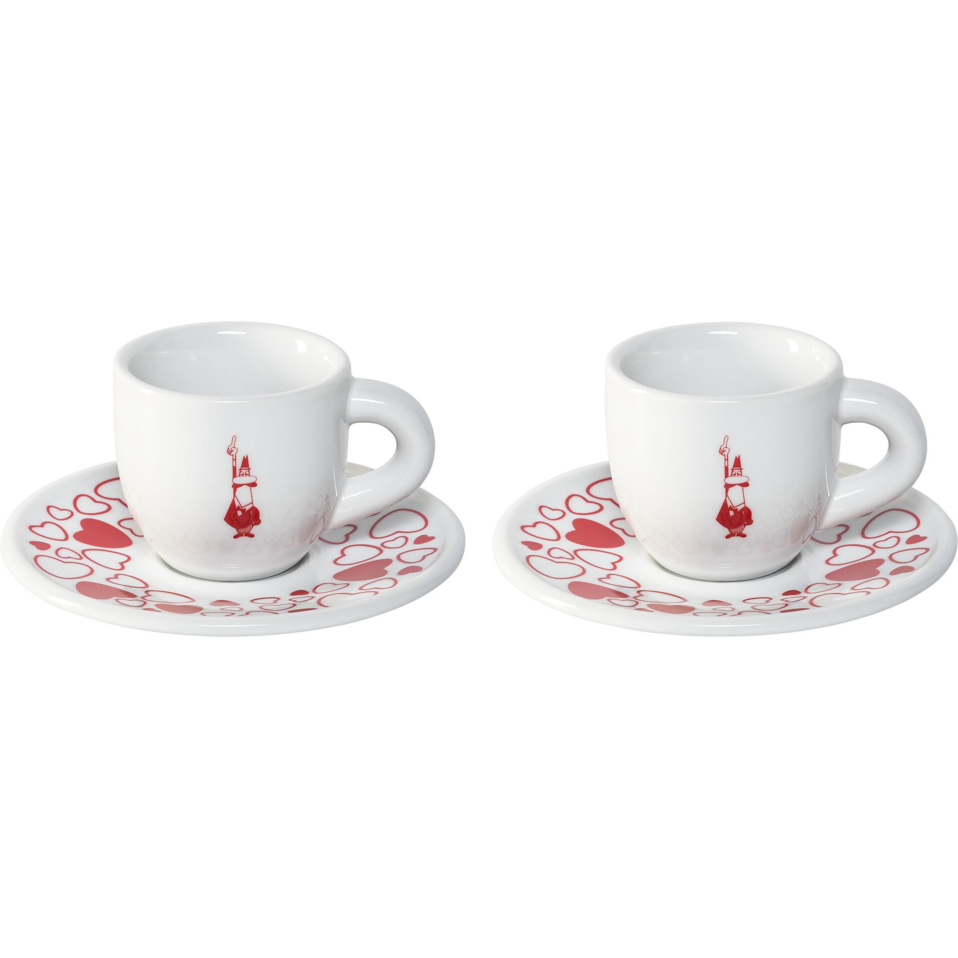 espresso tasse, kafetasse, porzellan, herz-muster, doppelset