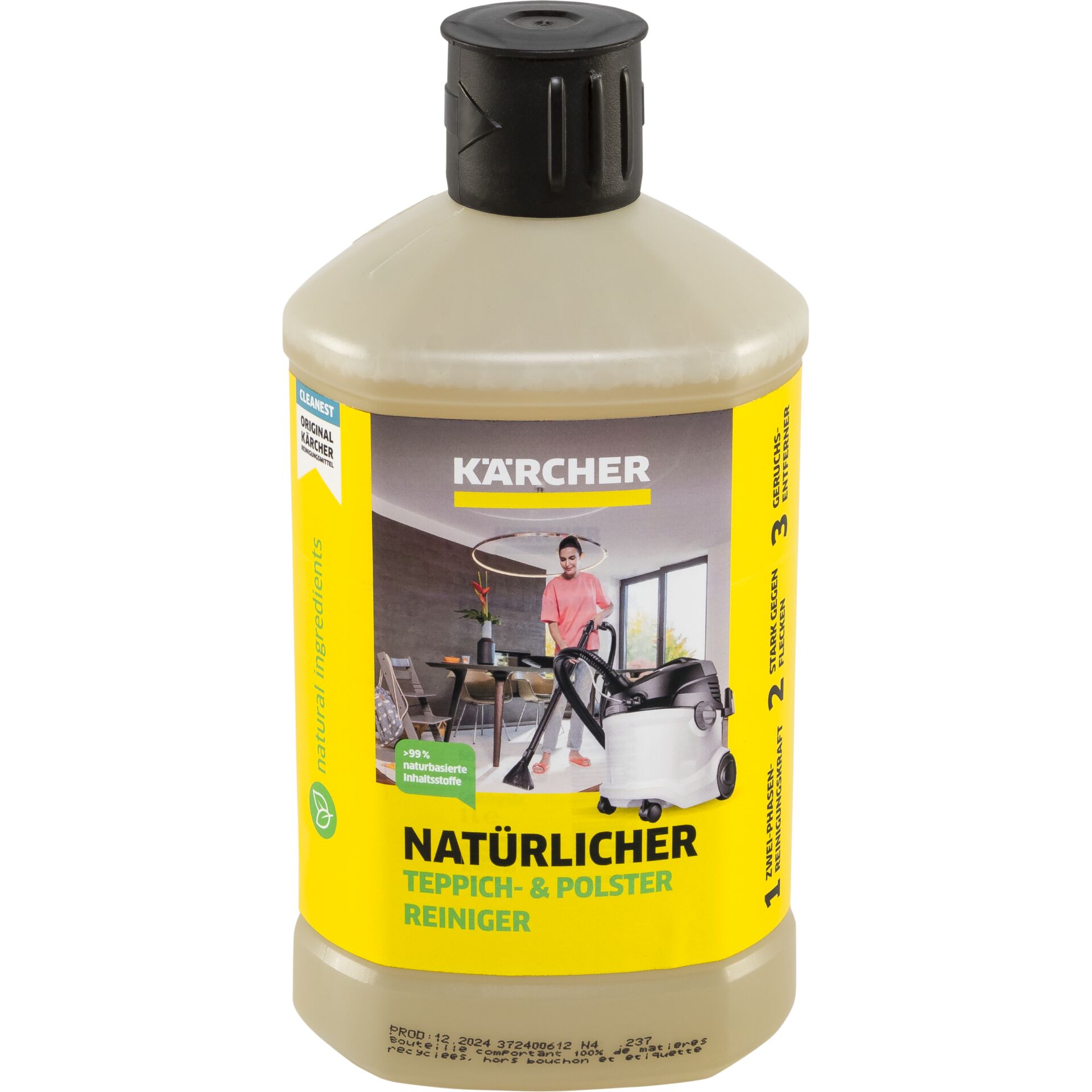 Flasche, Person, Schüttler, Teppichreiniger, Naturreiniger, Polsterreiniger, Bodenreiniger, Kärcher