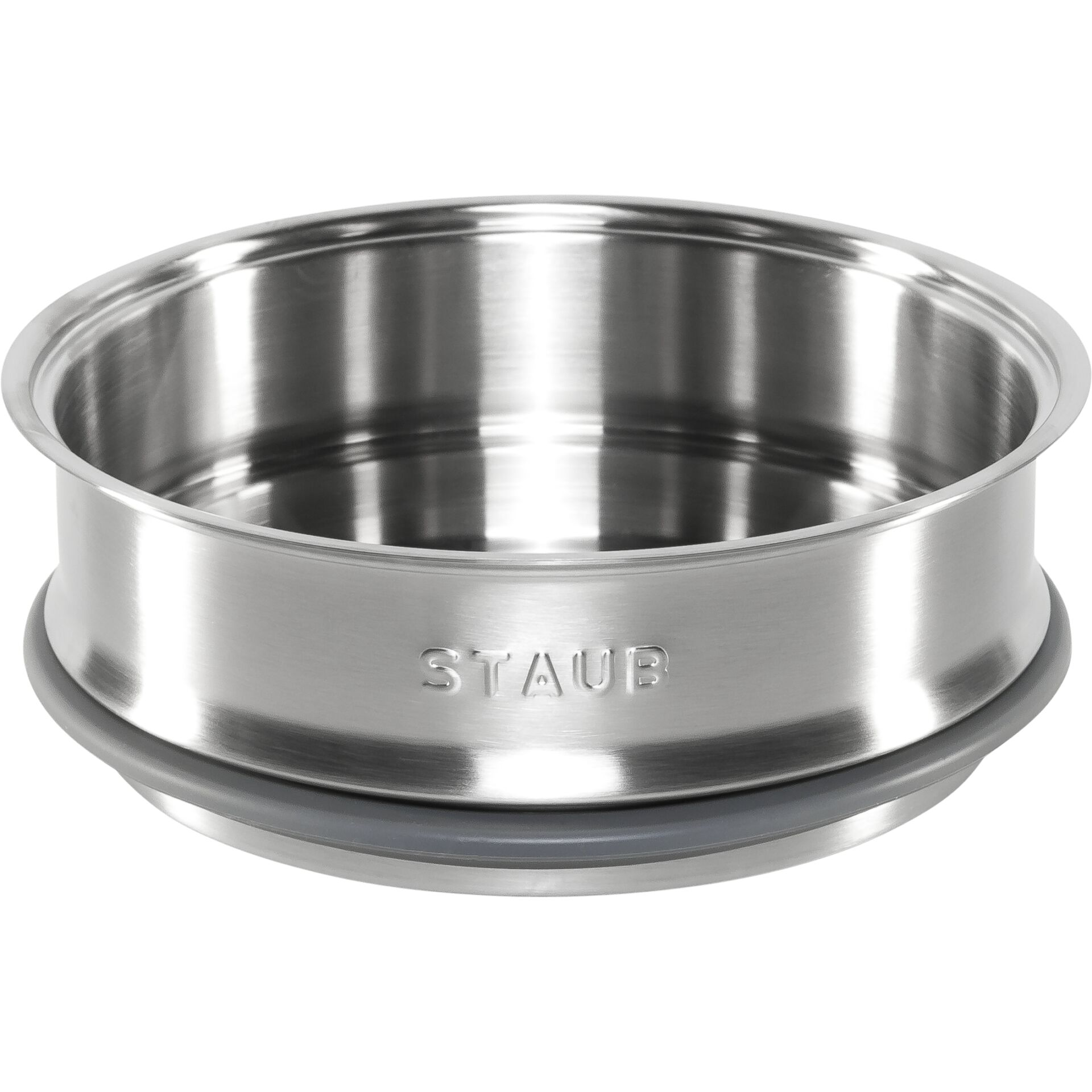 Edelstahl-Schale, Rundschale, Küchenzubehör, Anti-Rutsch-Rand, Brushed Silber