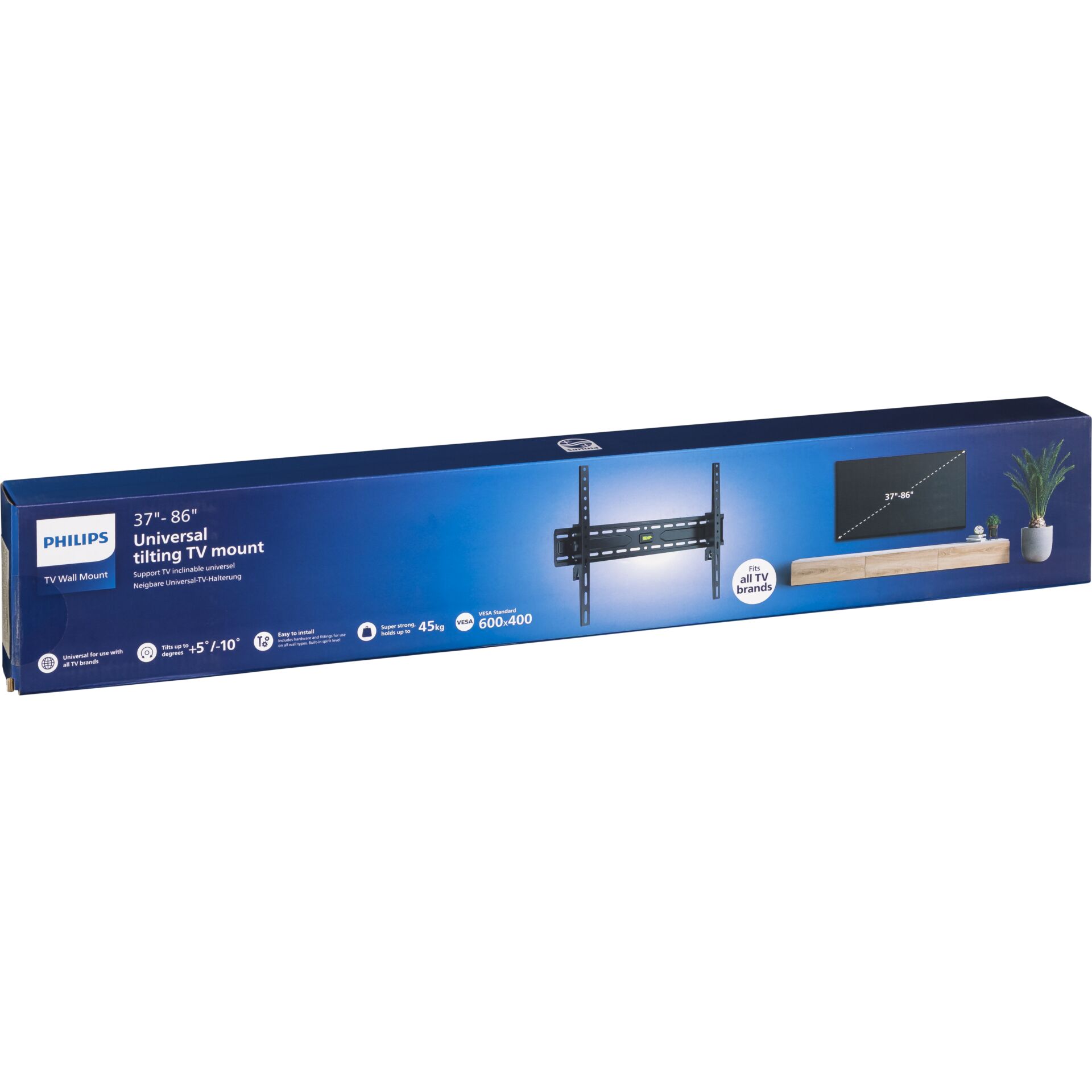 TV‐Wandhalterung, Universell, Kippbar, 37–86 Zoll, VESA 600x400
