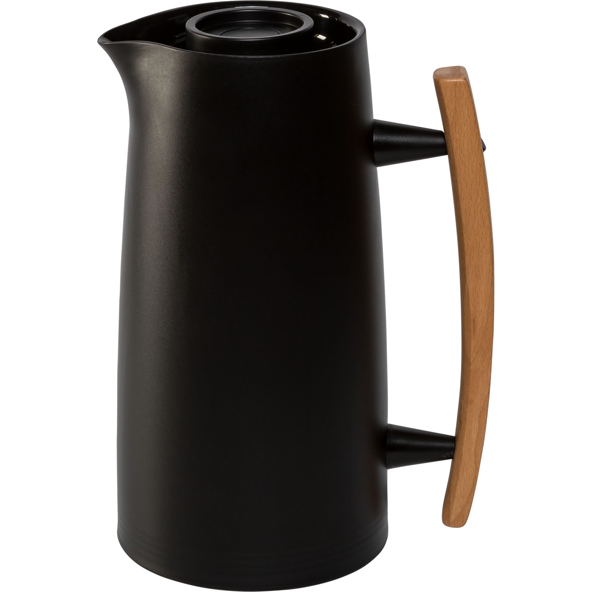 Karaffe, Kaffeekanne, Stahl, Schwarz, Holzgriff