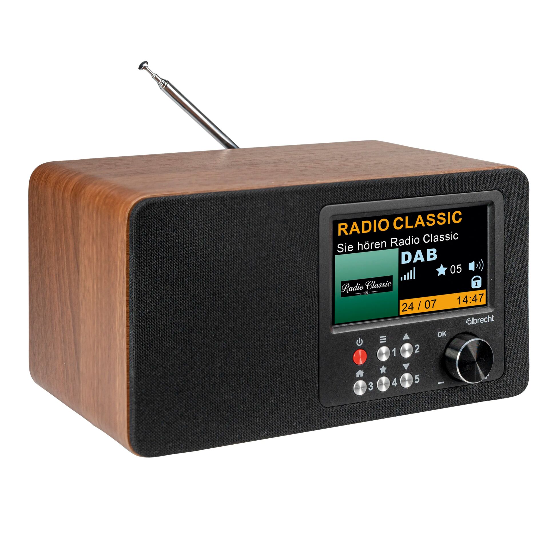 Radio, Kompaktgerät, DAB, Holzgehäuse, UKW-Radio