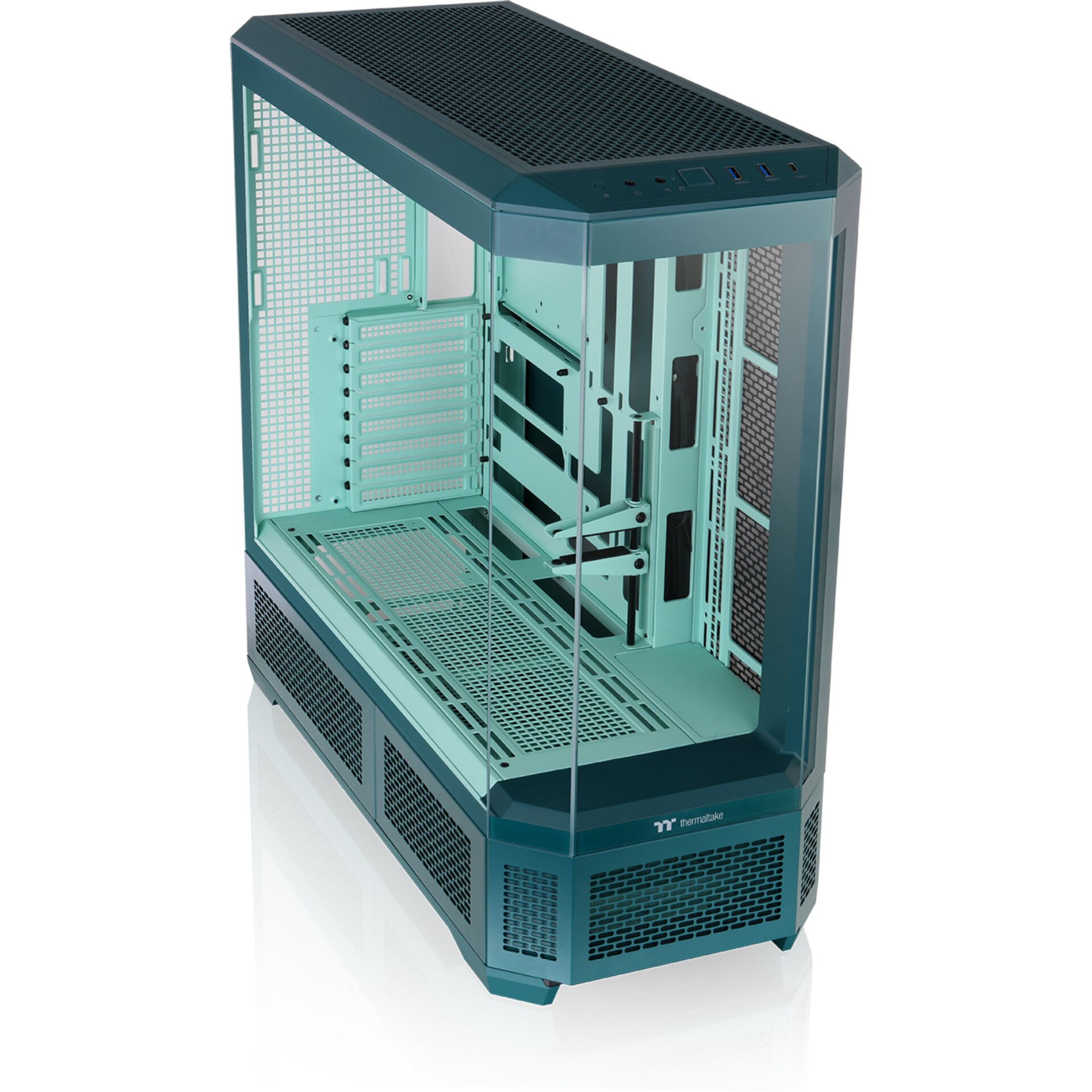 Computer case, Mid-tower, Glass panel, Mesh front, Turquoise