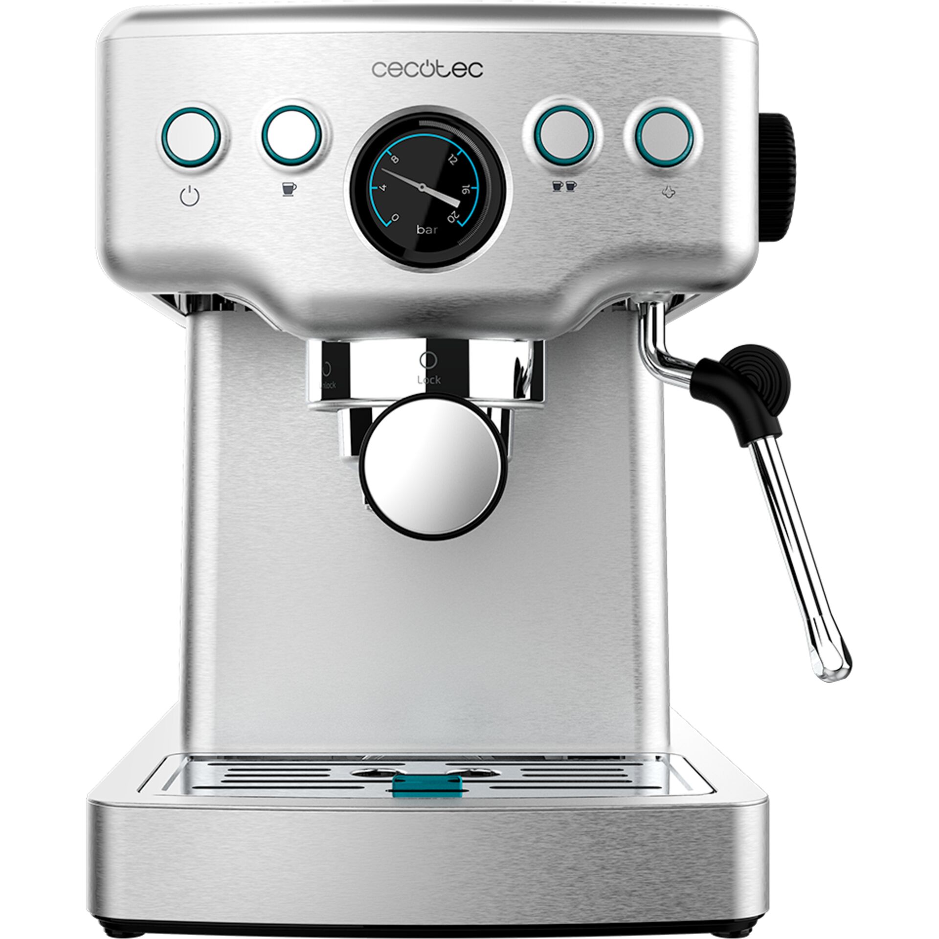 Espresso machine, Coffee maker, Metal, Silver, Portafilter