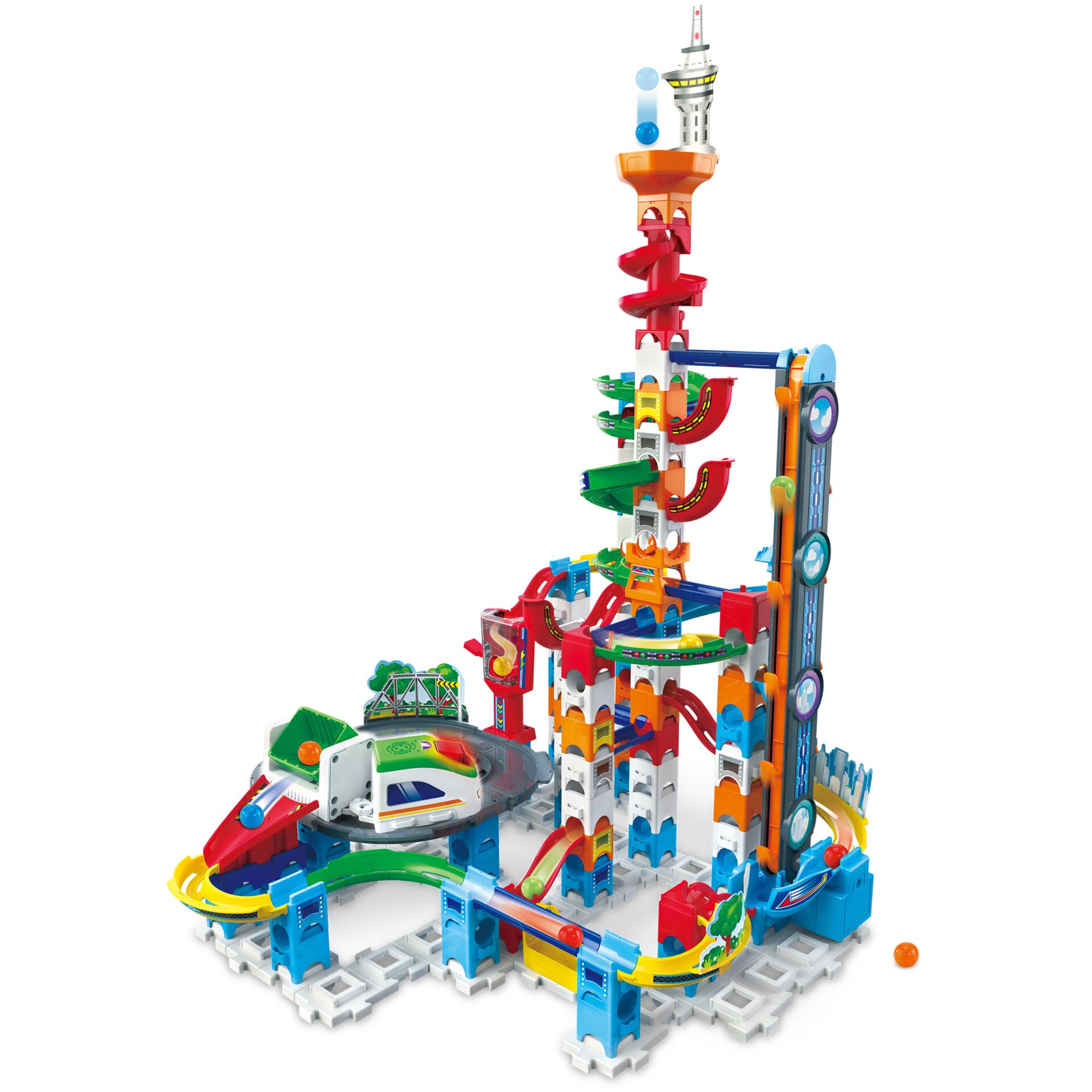 Kugelbahn, Bausteinbahn, Kugelbahn-Set, Spielzeugbahn, Kugelbahn-Turm