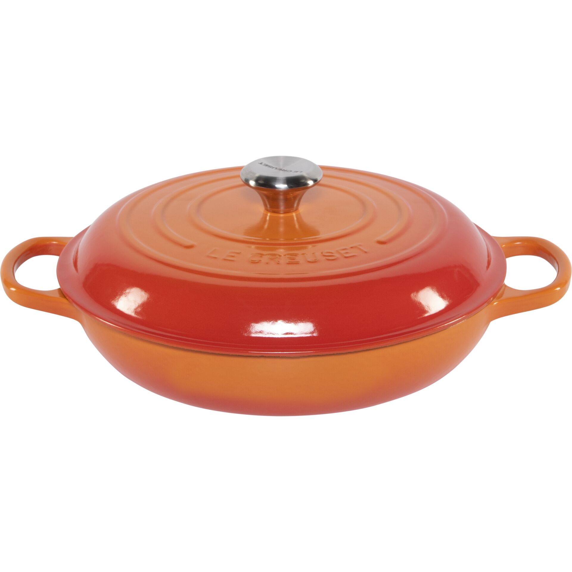 kochtopf, gusseisen, orange, tiefpfanne, deckel