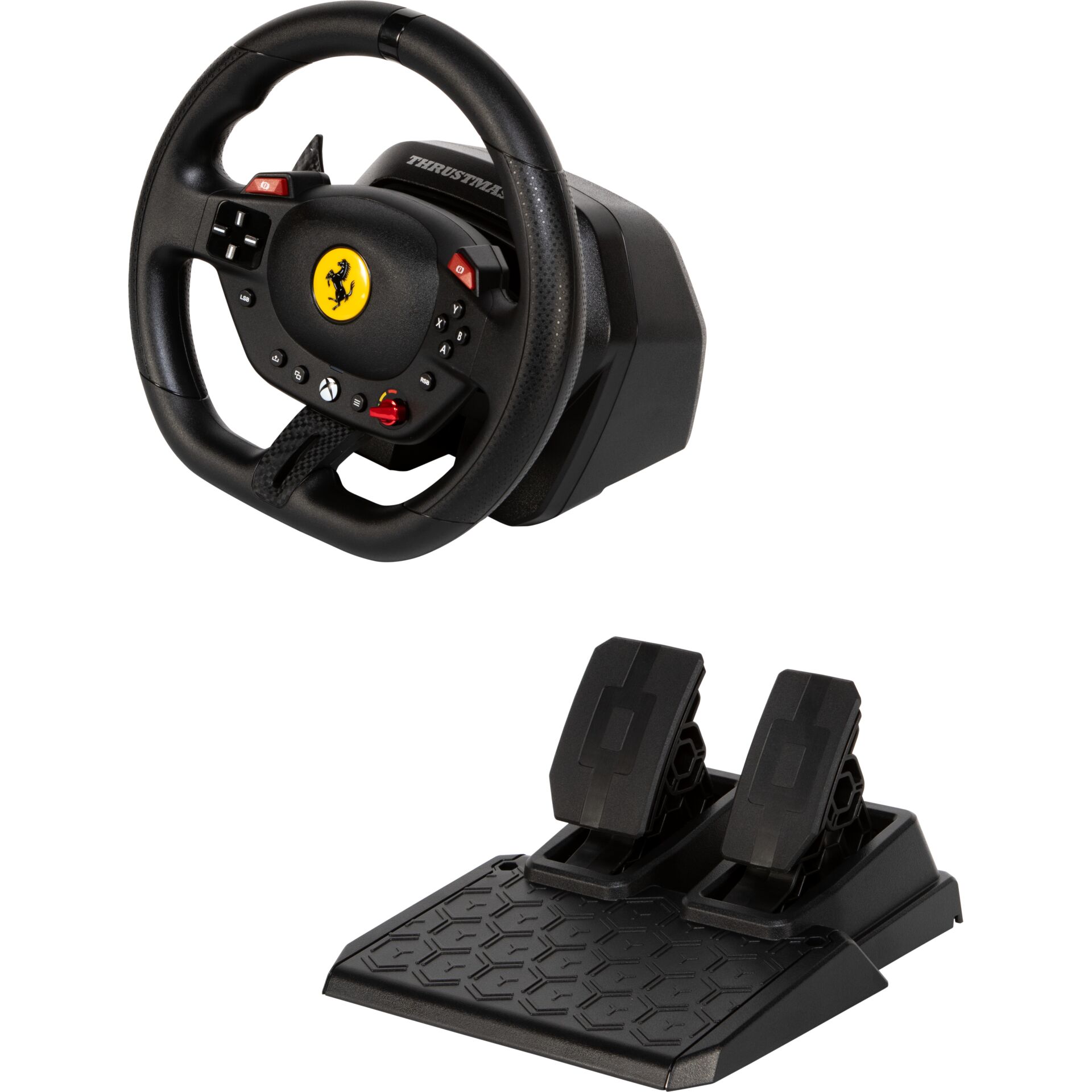 Lenkrad, Pedalset, Gaming-Controller, Ferrari-Logo, Schwarz
