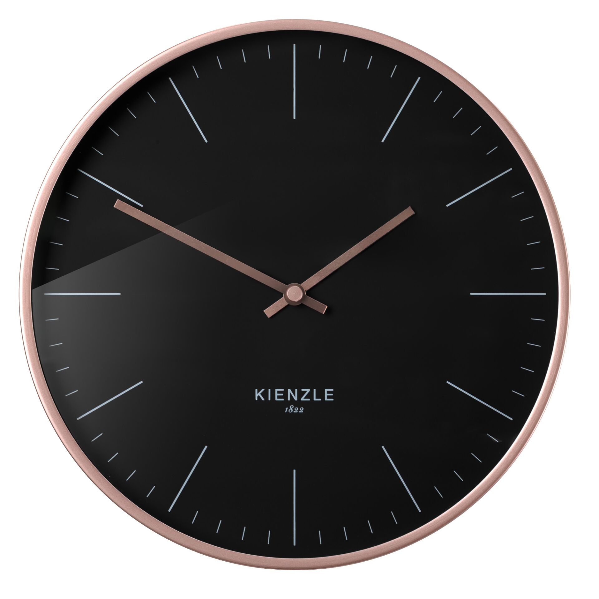 Wanduhr, Küchenuhr, Rosenmetall, schwarz, minimalistisch