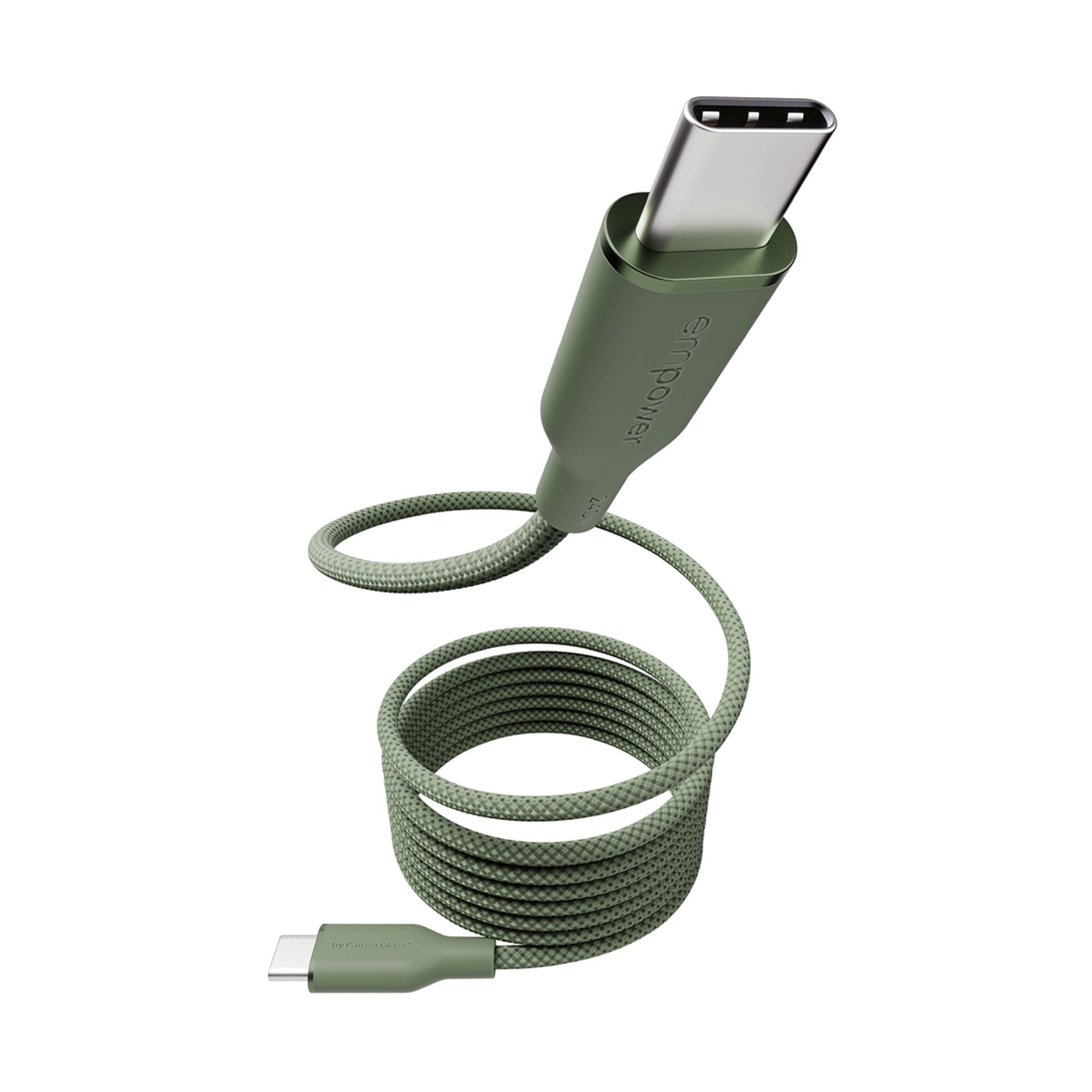 USB-C, Ladegerät, Datenkabel, geflochten, grün