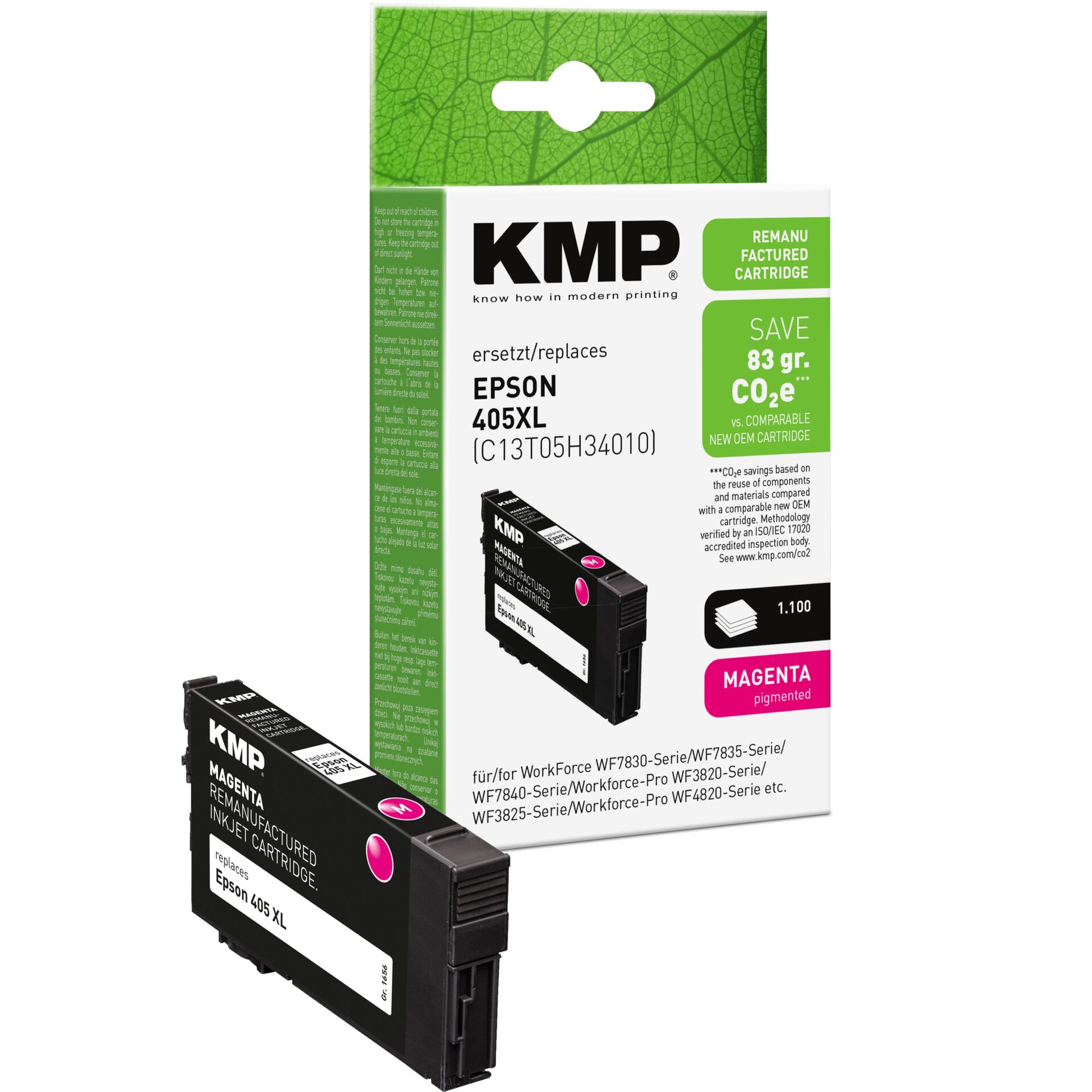 Adapter, Elektronik, Computer-Ausrüstung, Computerausrüstung, QR-Code, Tintenpatrone, Magenta, KMP, Epson 405XL, Nachfüllpatrone