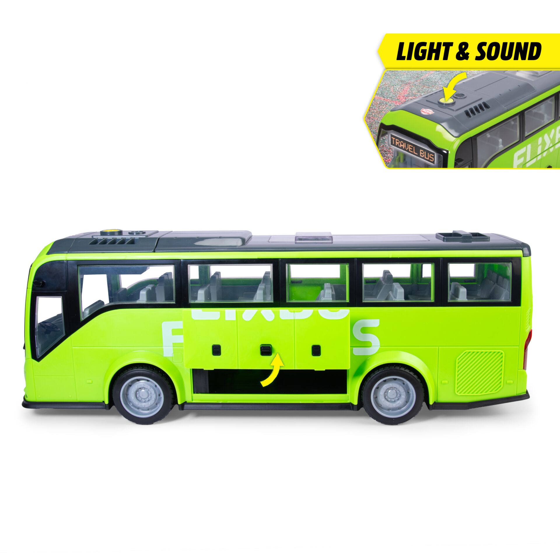 Modelbus, Flugbus, Neongrün, Gelenkte Türen, Schwarzgrün Fenster