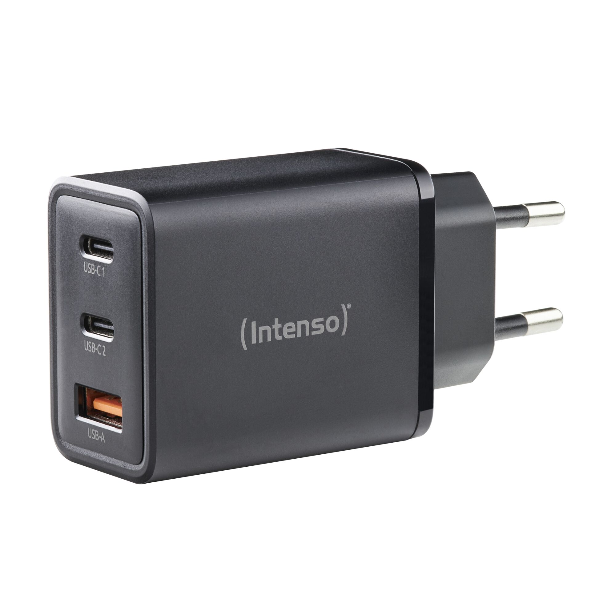 Adapter, Elektronik, Stecker,  USB-C-Ladegerät,  USB-C-Anschlüsse,  USB-A-Anschluss,  EU-Stecker,  Intenso (Markenname nicht sichtbar)
