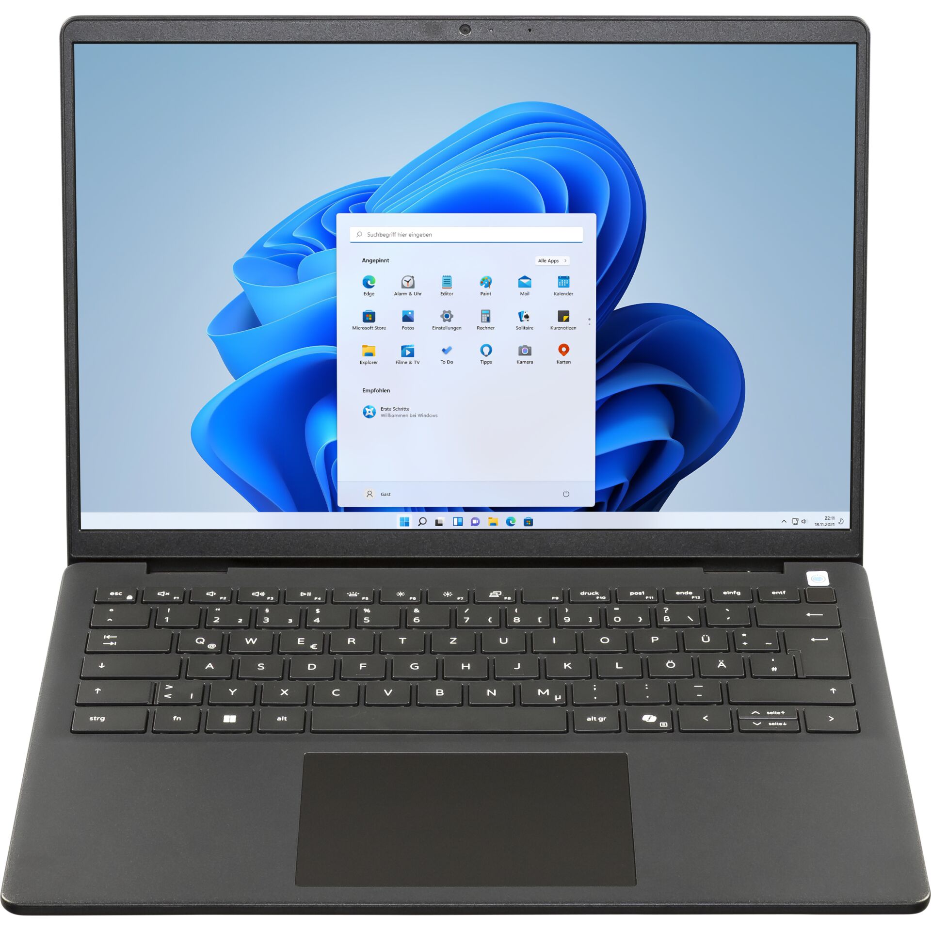 Laptop, 14 Zoll, Windows, Touchpad, Schwarz