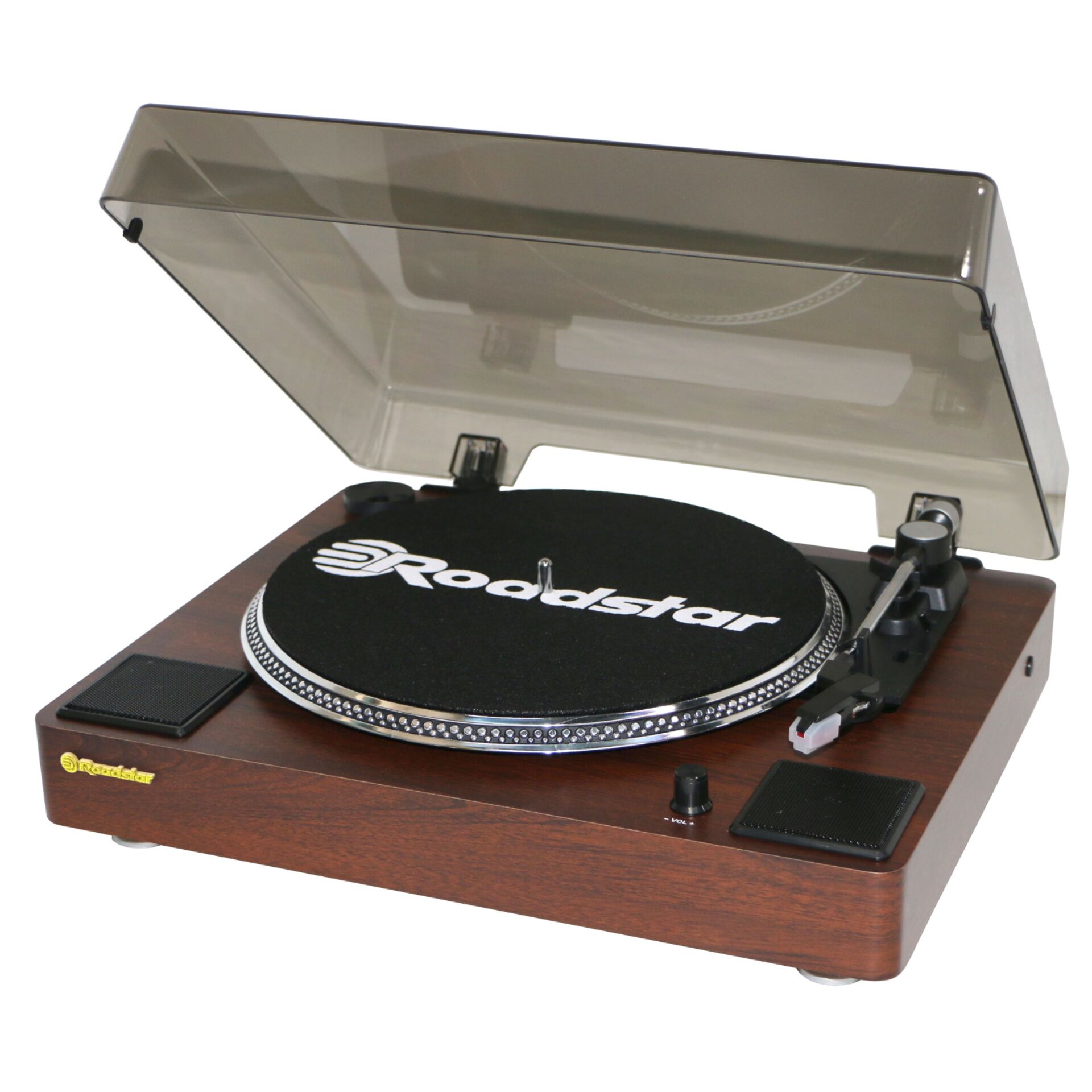 Plattenspieler, Turntable, Holzoptik, Transparent-Abdeckung, Platte