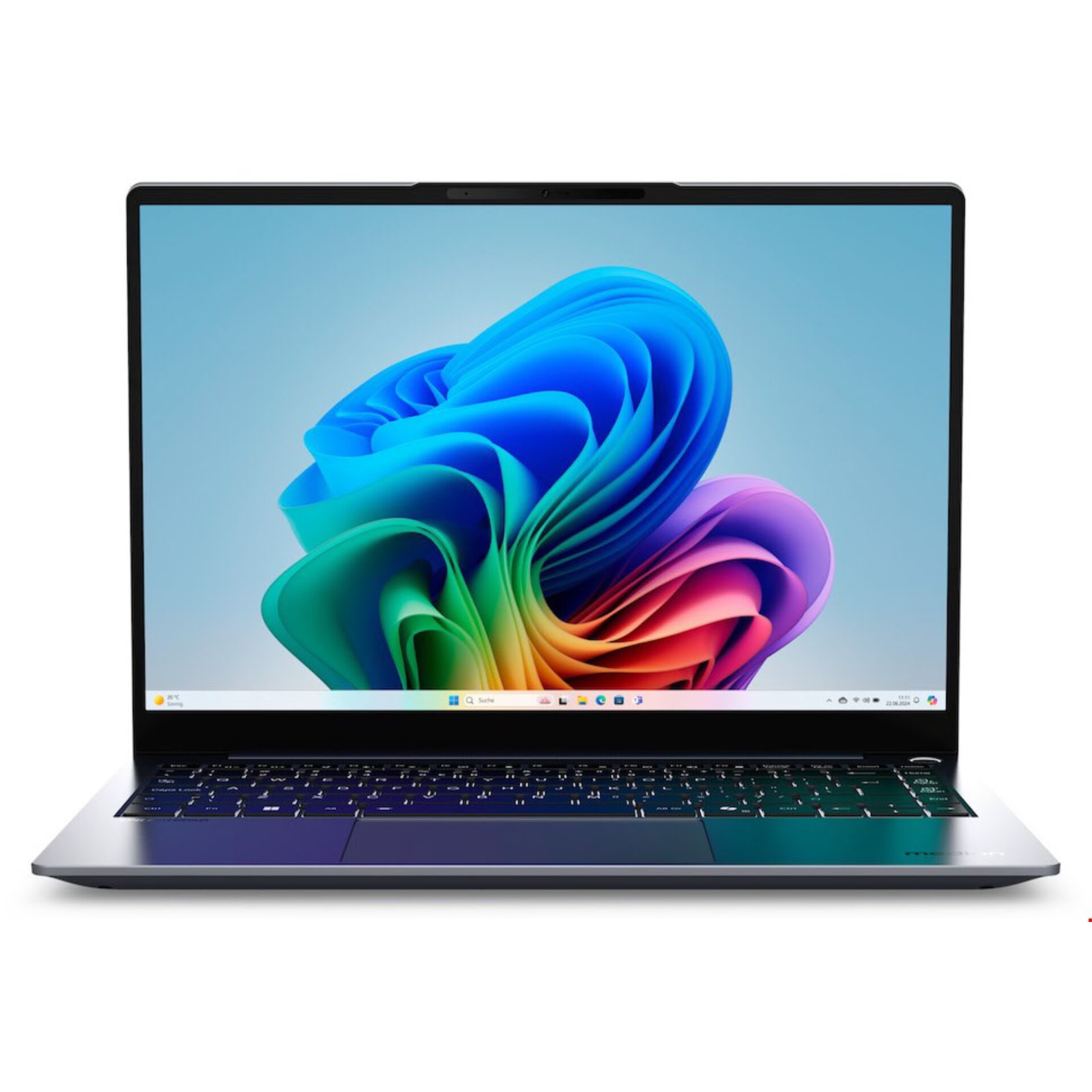 laptop, laptop screen, silber, tastatur, buntes display