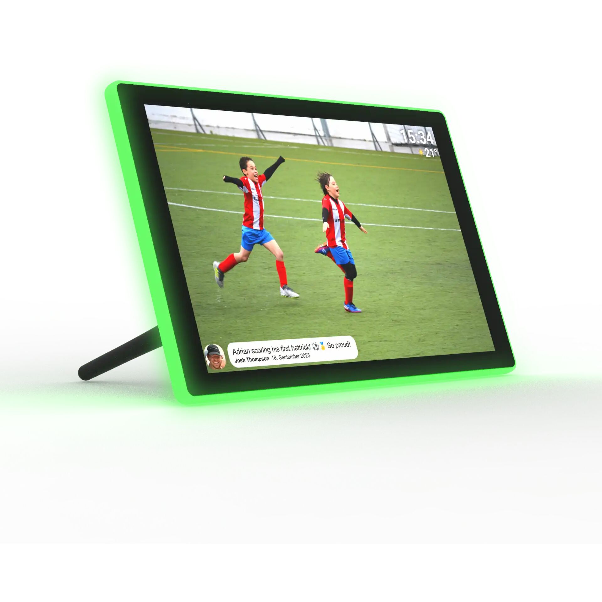 digitaler rahmen, neon licht, fußball spiel, LED display, video rahmen