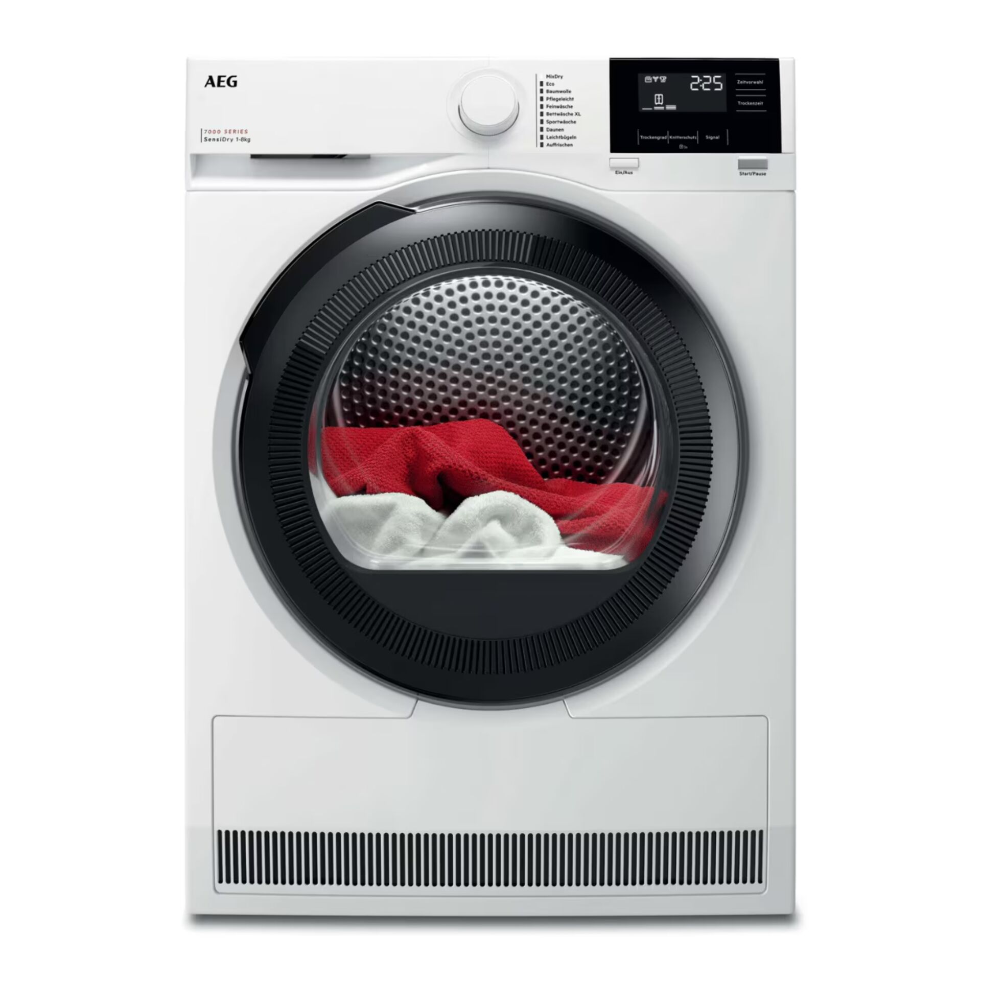 Waschmaschine, Frontlader, große Trommel, Weiße Farbe, Draufsicht