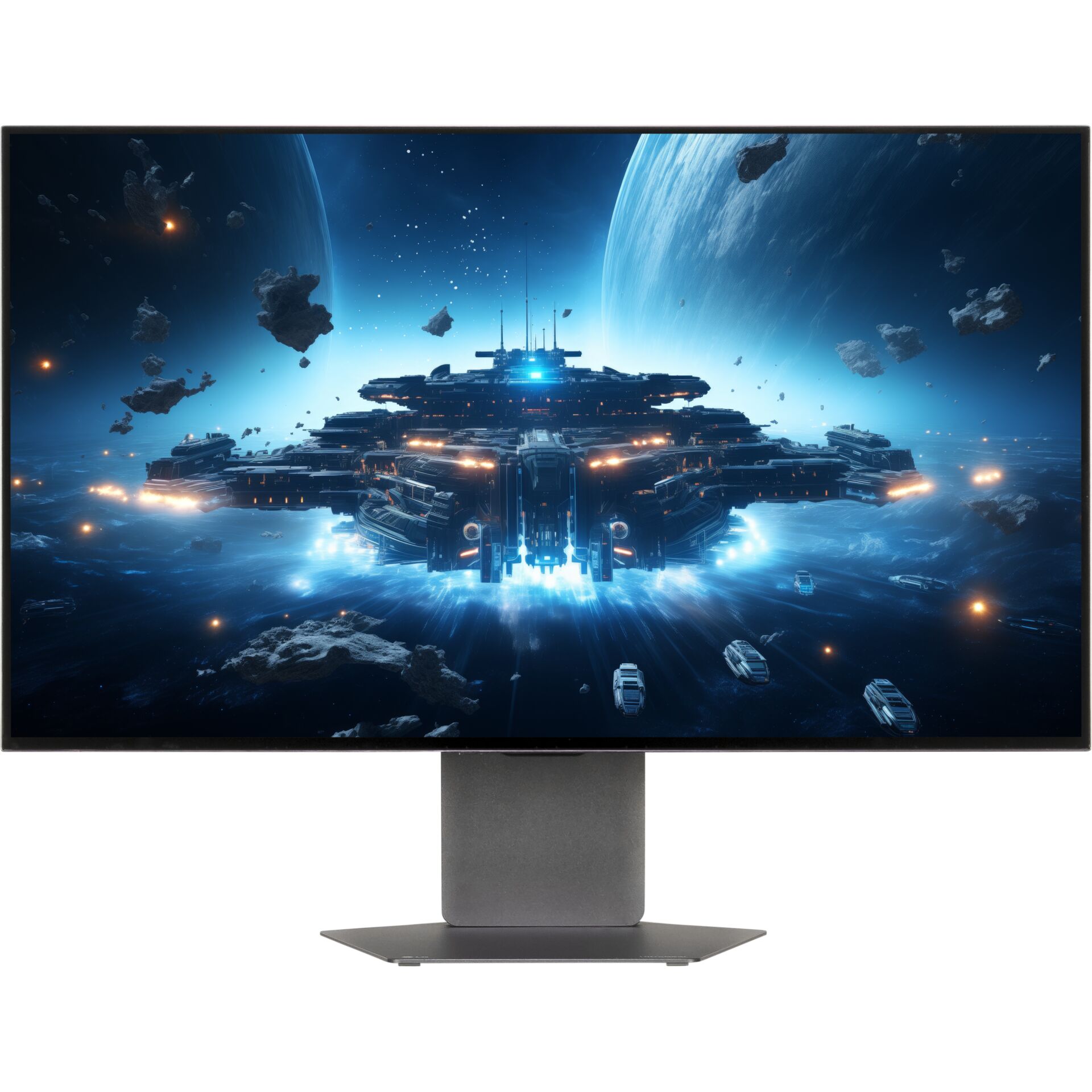 monitor, gaming, display, alien ship, space scene
