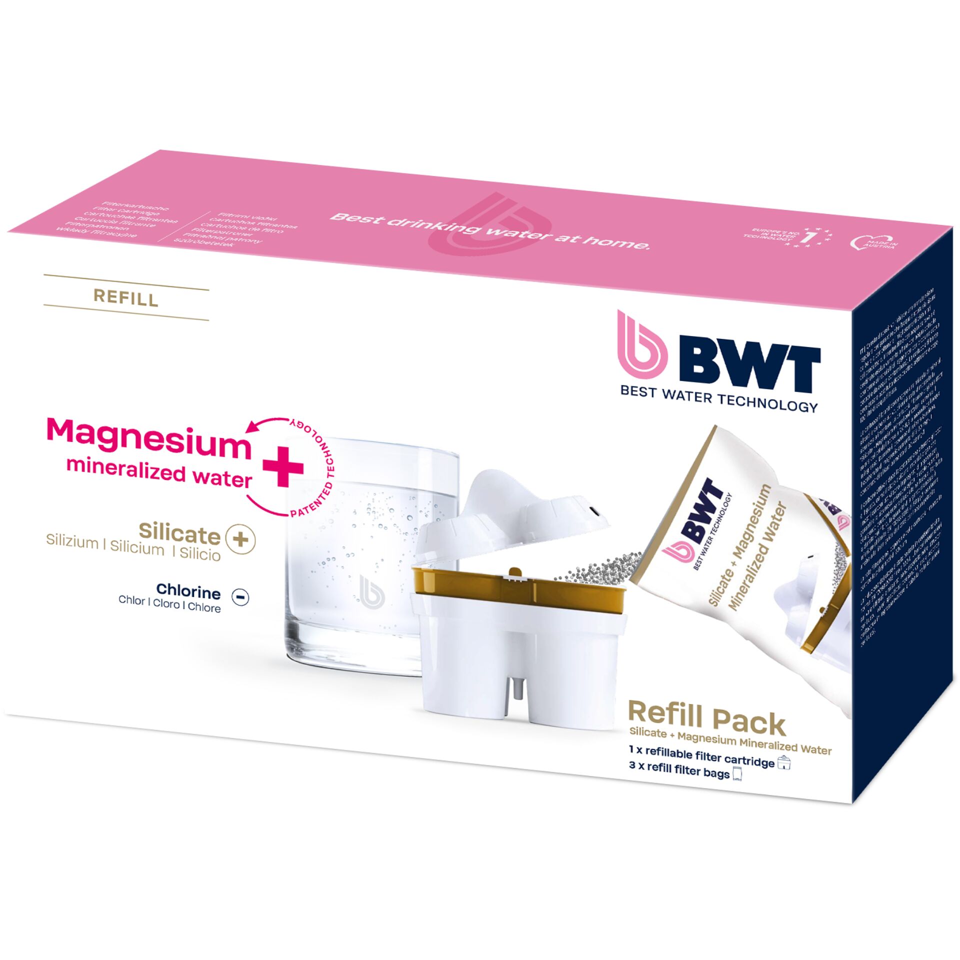 Magnesium water,  Mineralisiertes Wasser,  Silikat,  Magnesium,  Nachfüllpack, Magnesiumwasser, Mineralwasser, Silicat, Nachfüllpack, Filterkartusche