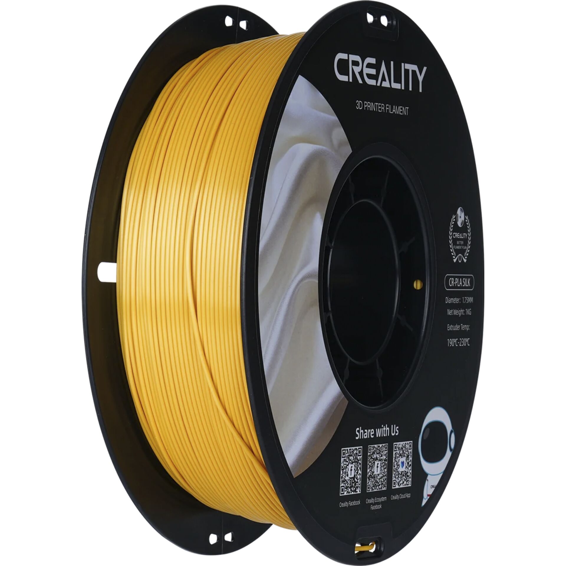 3D-Druck-Filament, PLA-Kunststoff, Gelb-Farbton, Spule, Filament-Spule