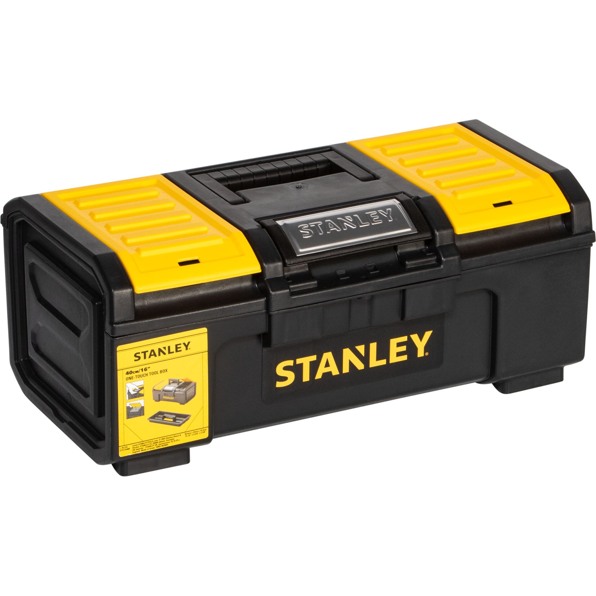 Werkzeugkasten, Kunststoffkiste, Stanley, Gelbe Akzente, Werkzeugbox, Werkzeugkiste, Aufbewahrung, Koffer, Hammerbox, Stanley-Griffbox