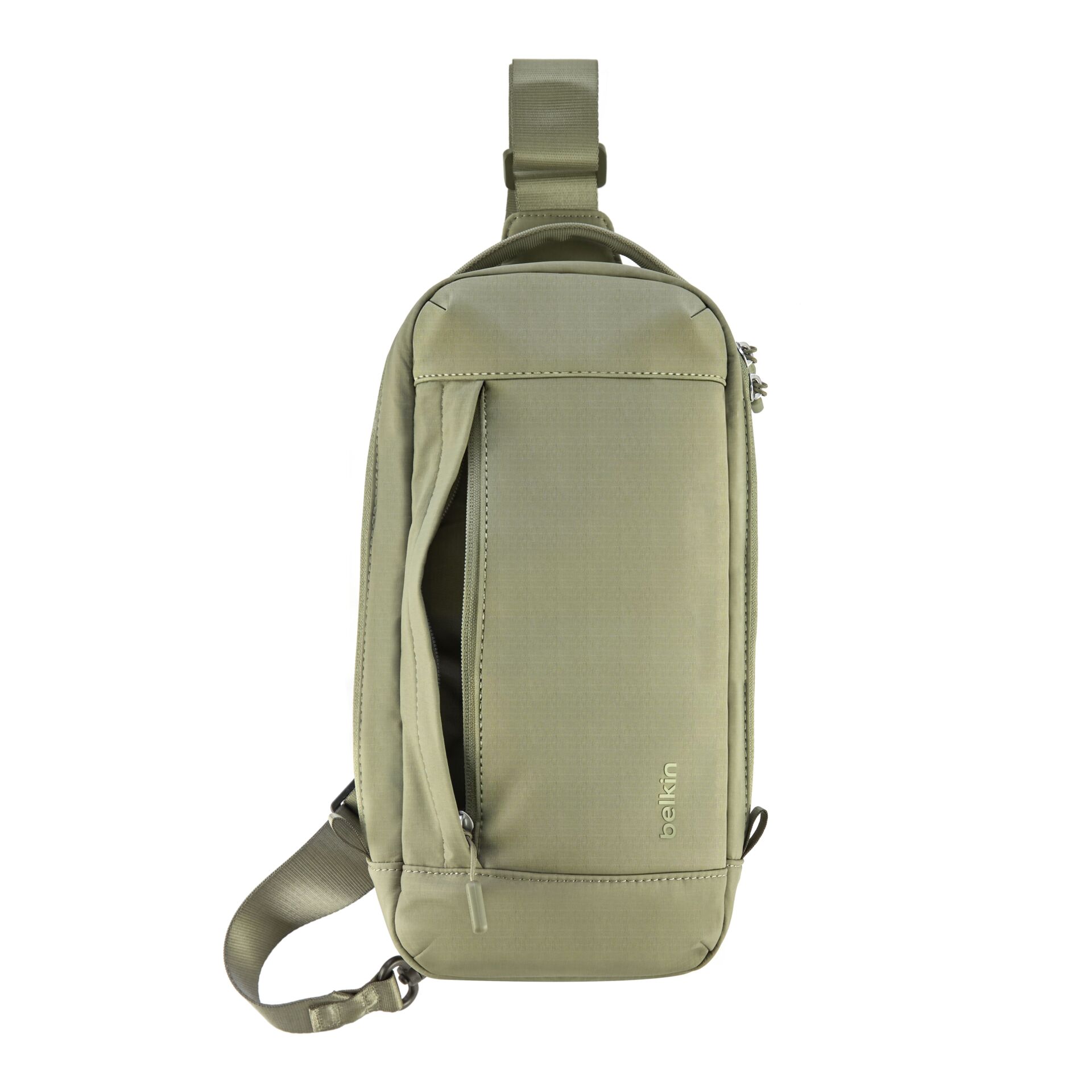 Umhängetasche, Einzelriemen, Military-Grün, Kompakt, Reißverschluss