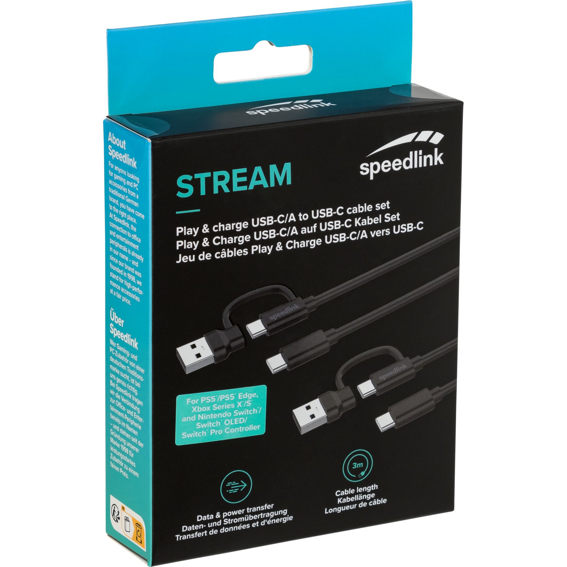 Kabelset, USB-C Kabel, Datenübertragung, 3 m Länge, Kabel-Adapter