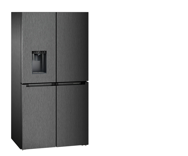 Kühlschrank, Side-by-Side, 4-Türen, Edelstahl, Wasserspender