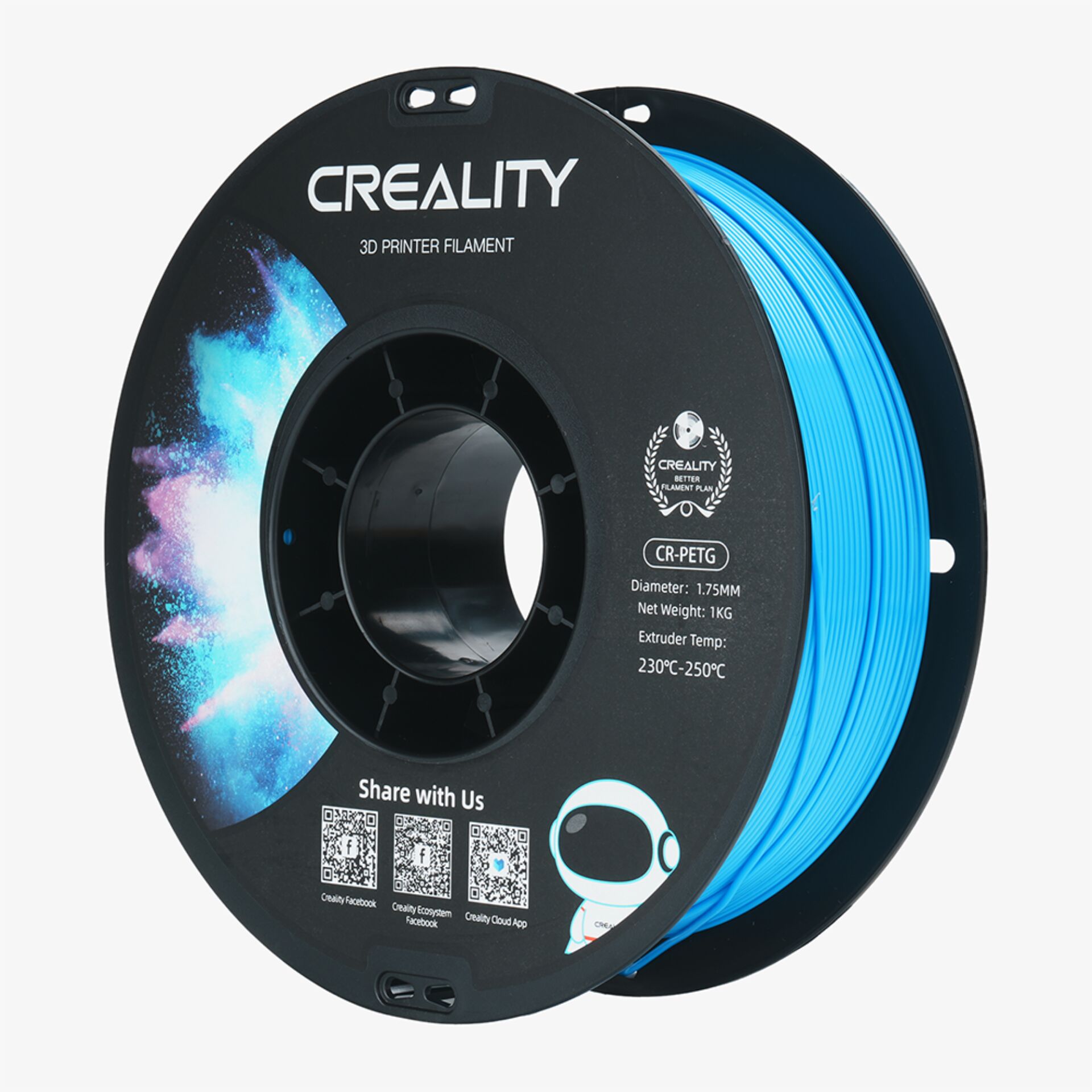 3D-Druck-Filament, PLA/CR-PETG, Blaues Filament, Spule, Filament-Spule